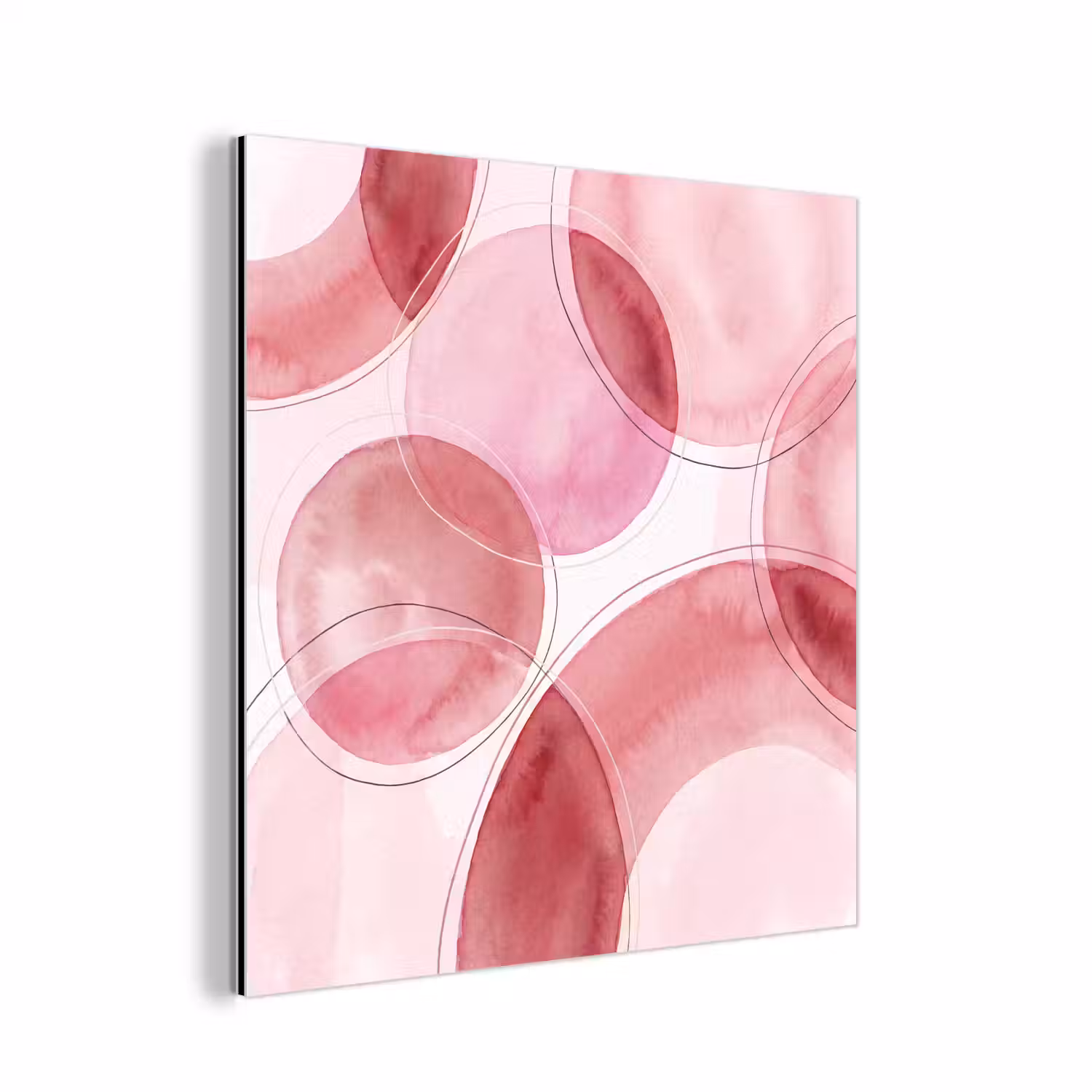 Abstract - Cirkels - Modern - Roze - Kunst aluminium wit klein -3d