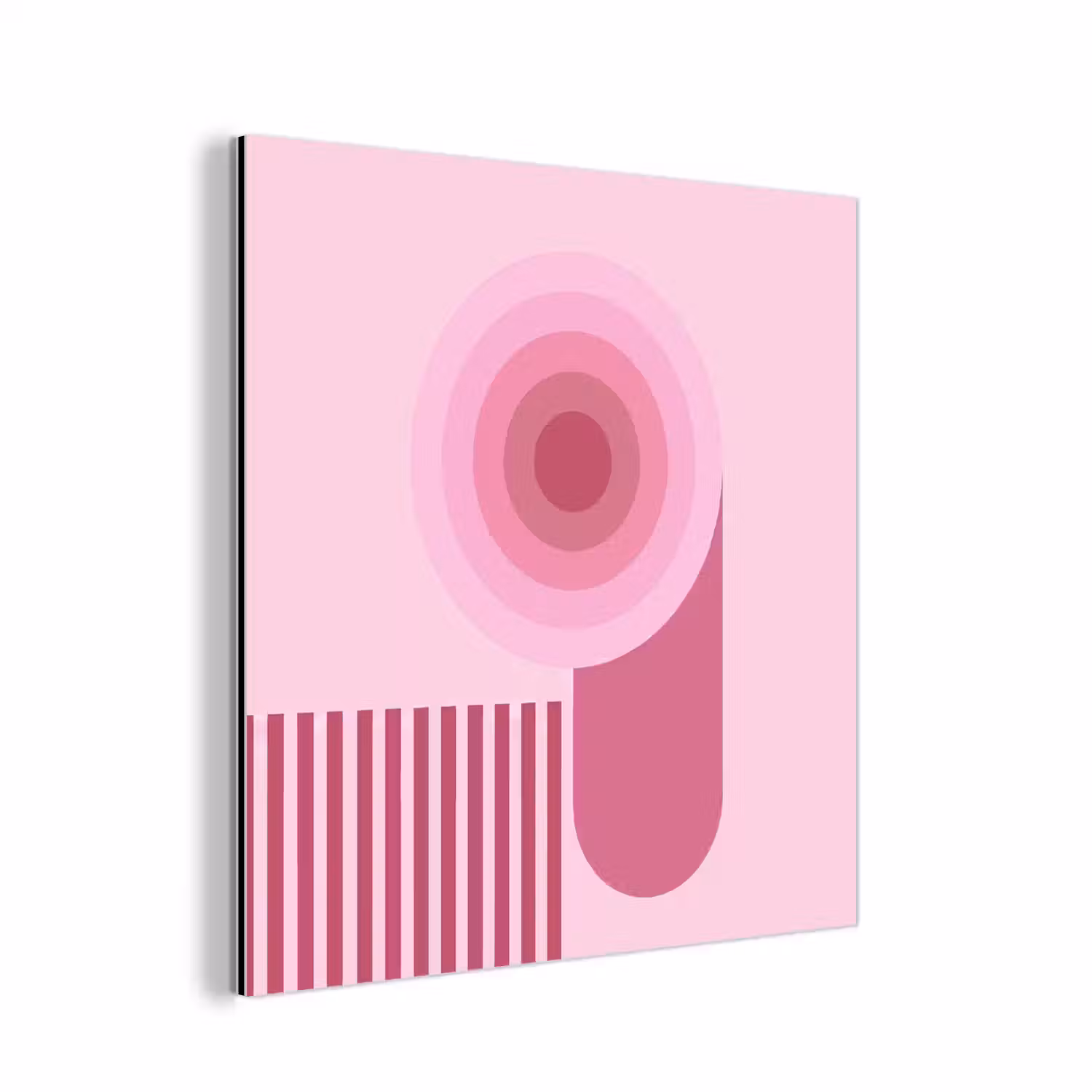 Abstract - Cirkels - Strepen - Modern - Roze aluminium wit klein -3d