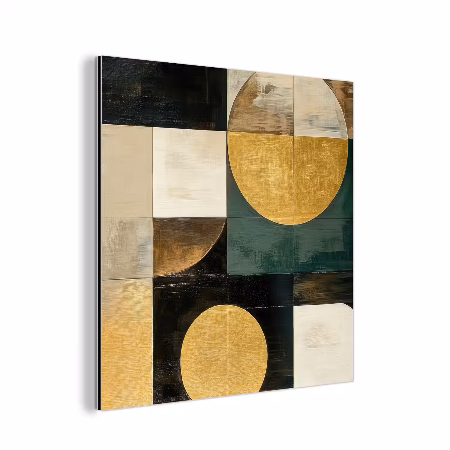 Abstract - Goud - Brons - Vormen - Geometrisch aluminium wit klein -3d