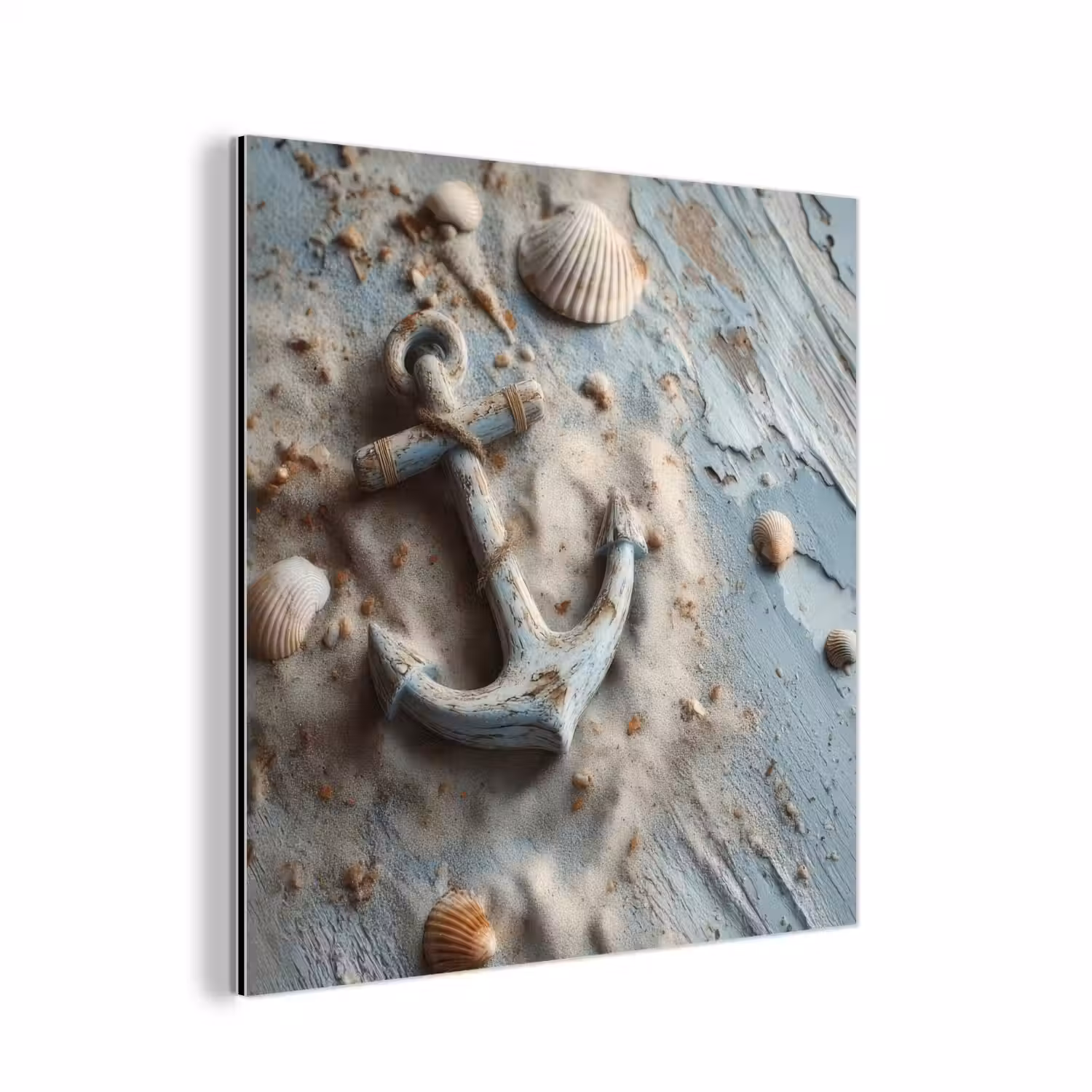 Anker - Hout - Schelpen - Zand aluminium wit klein -3d