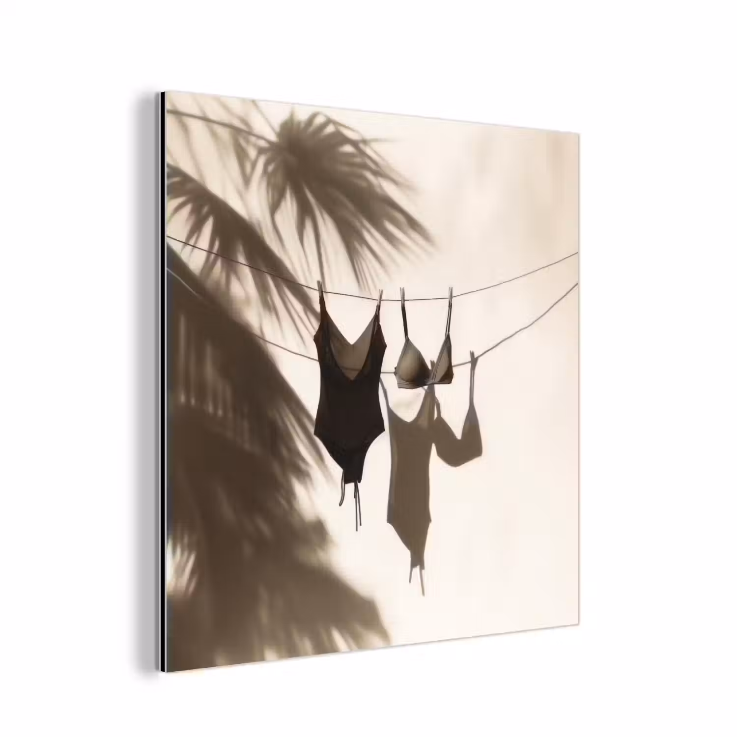 Badkleding - Palmbomen - Schaduw - Tropisch aluminium wit klein -3d
