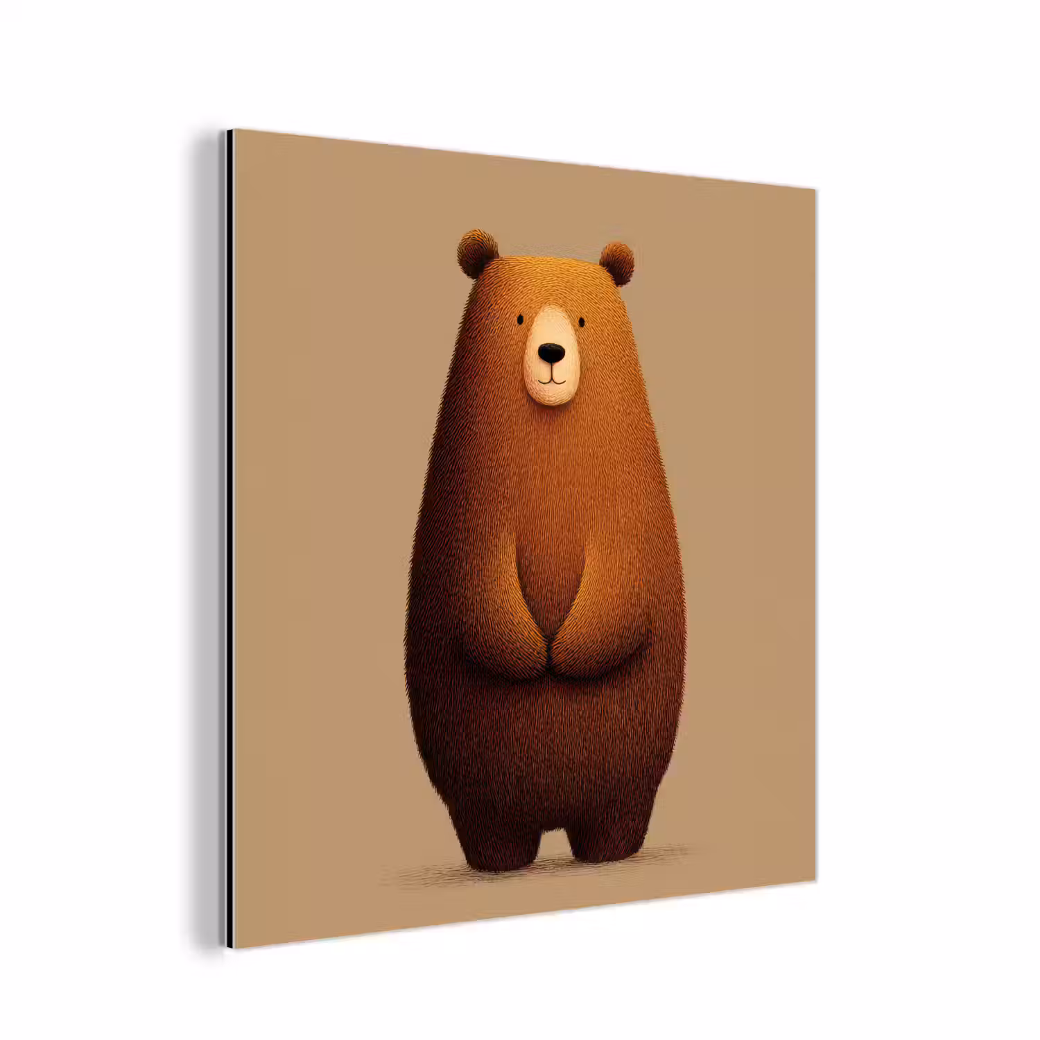 Beer - Minimalistisch - Bruin aluminium wit klein -3d