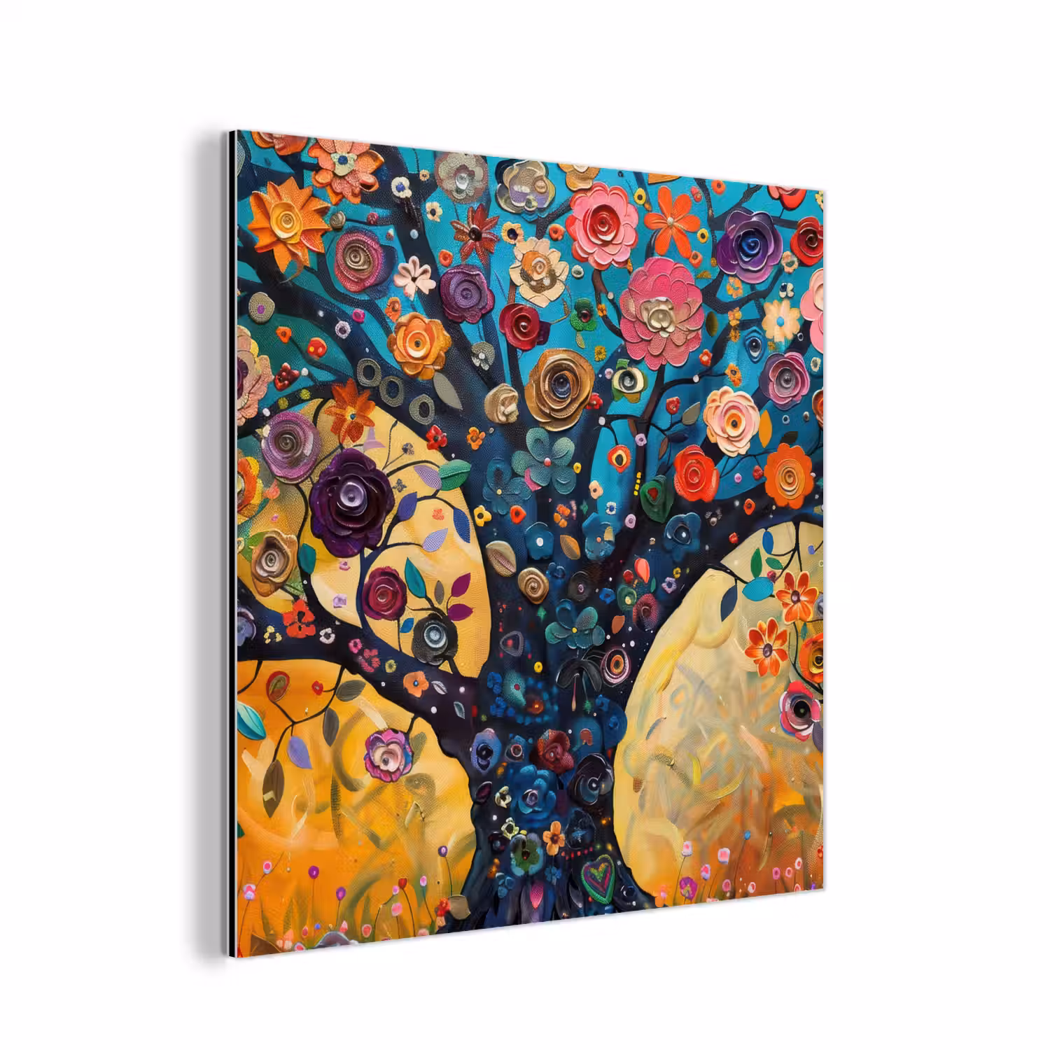 Boom - Levensboom - Kleurrijk - Bloemen - Modern aluminium wit klein -3d