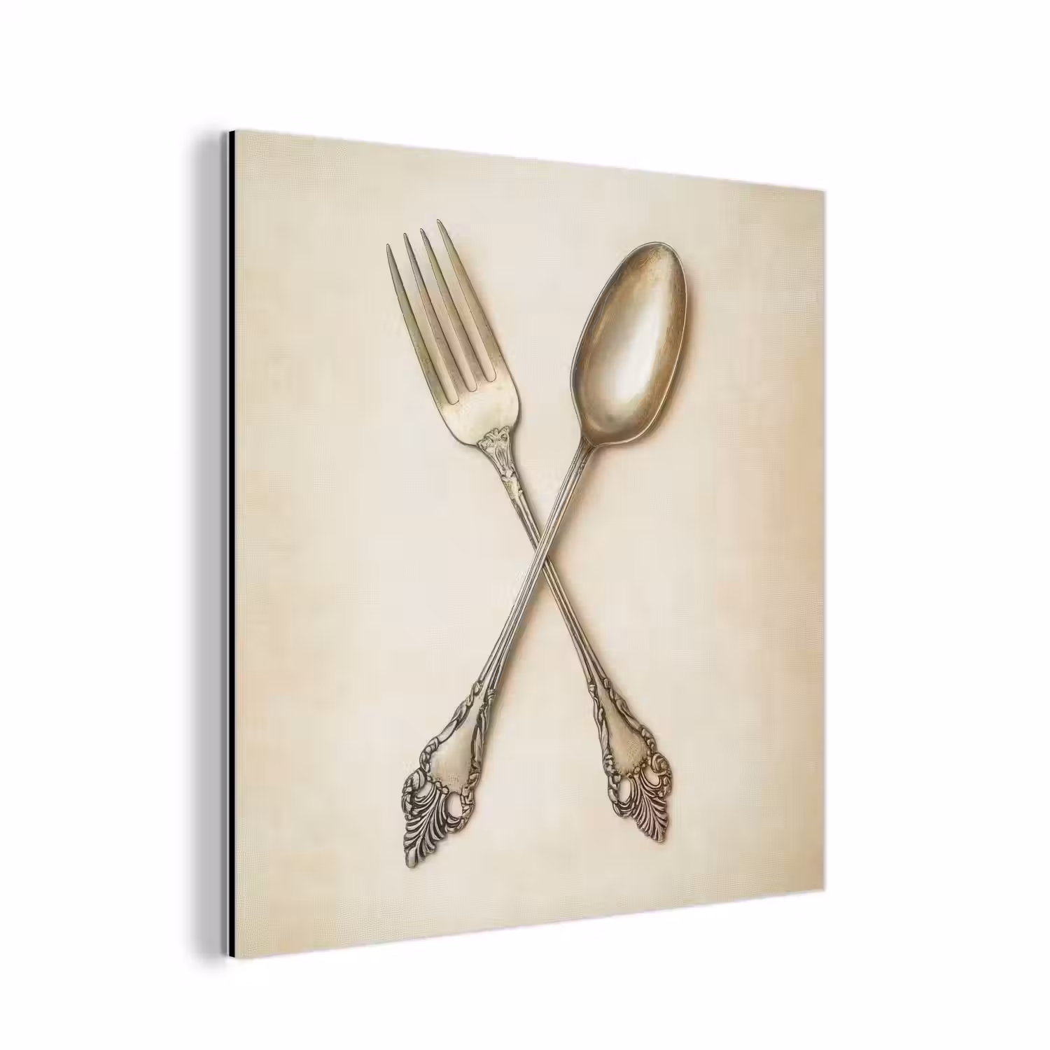 Beige - Vintage - Bestek aluminium wit klein -3d