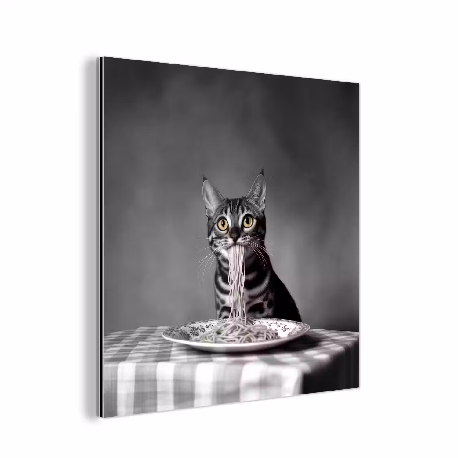 Bengaal - Kat - Tafelkleed - Zwart - Wit - Dier aluminium wit klein -3d
