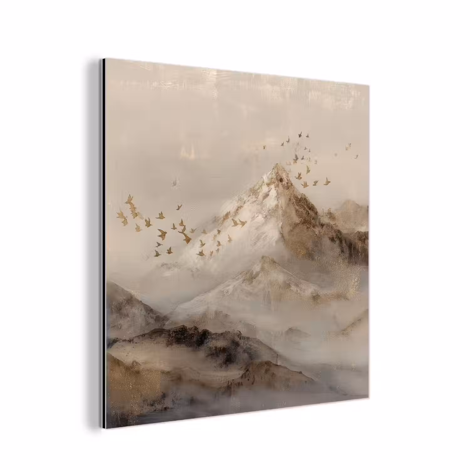 Berglandschap - Mist - Penseelstreken aluminium wit klein -3d