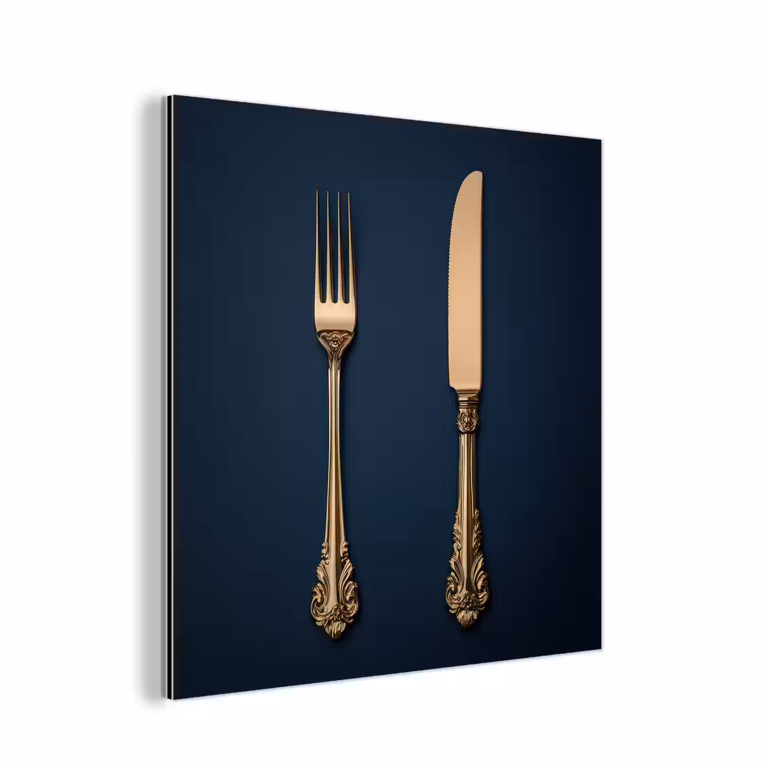 Bestek - Donkerblauw - Goud aluminium wit klein -3d