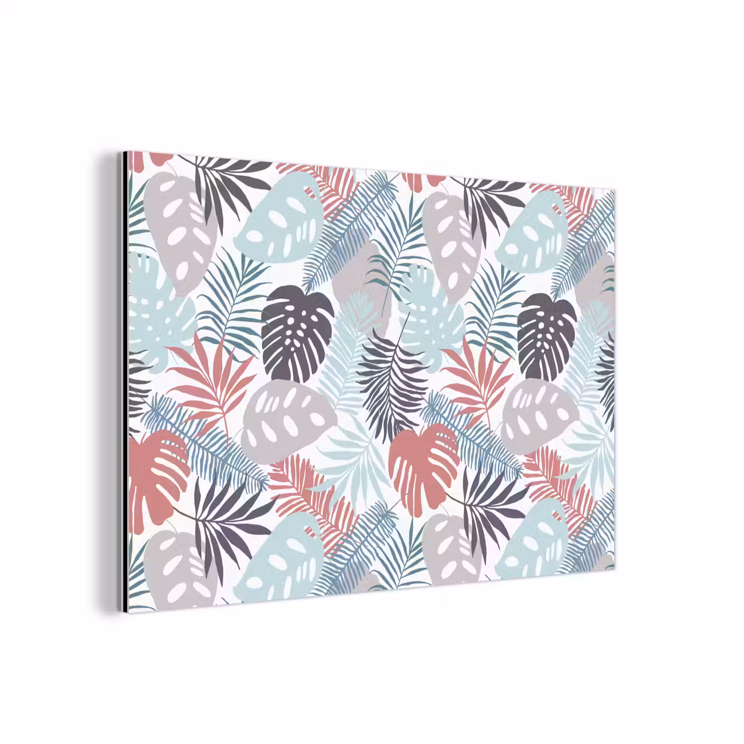 Bladeren - Jungle - Pastel - Tropisch aluminium wit klein -3d