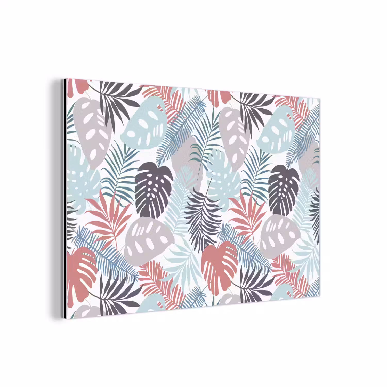 Bladeren - Tropical - Pastel - Jungle aluminium wit klein -3d