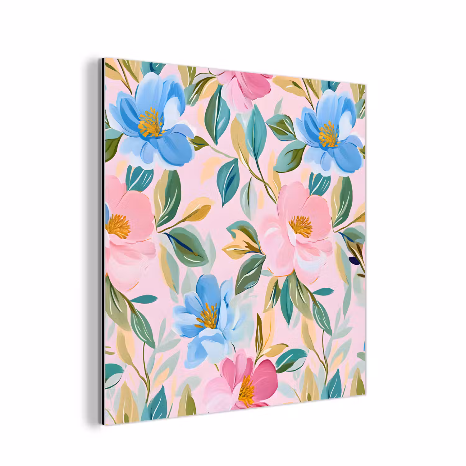 Blauw - Roze - Bloemen aluminium wit klein -3d