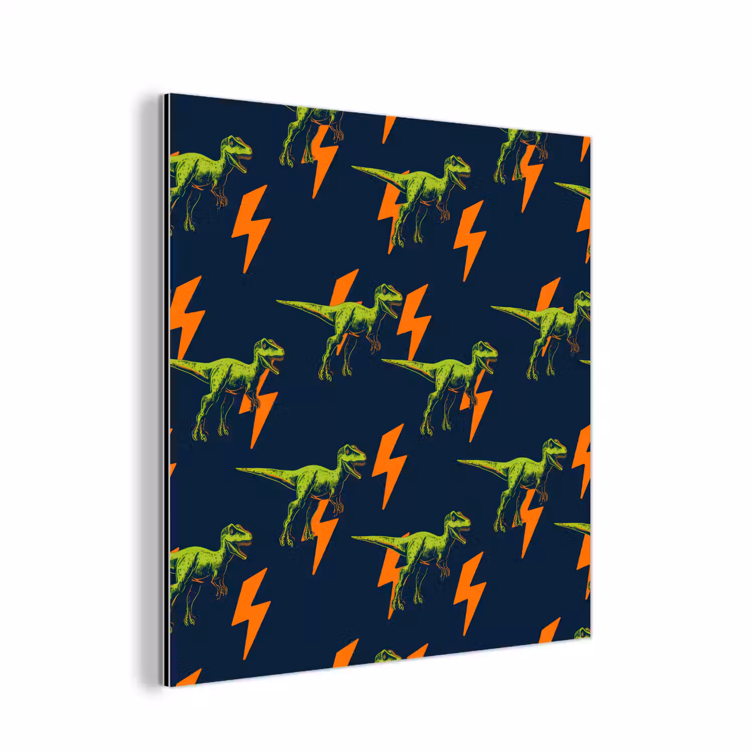 Bliksemschichten - Oranje - Dinosaurussen aluminium wit klein -3d