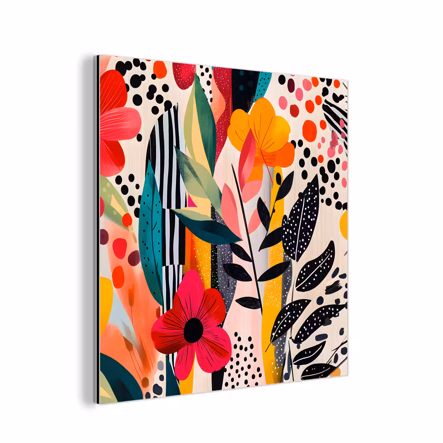 Bloemen - Bladeren - Abstract - Kleurrijk aluminium wit klein -3d