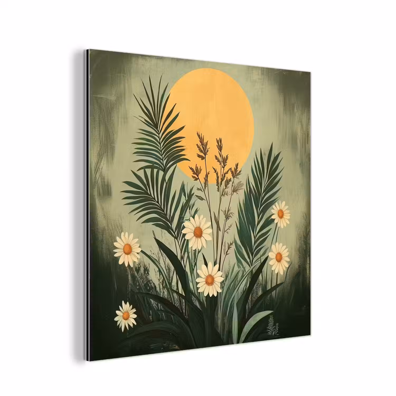 Bloemen - Bladeren - Zon - Groen aluminium wit klein -3d
