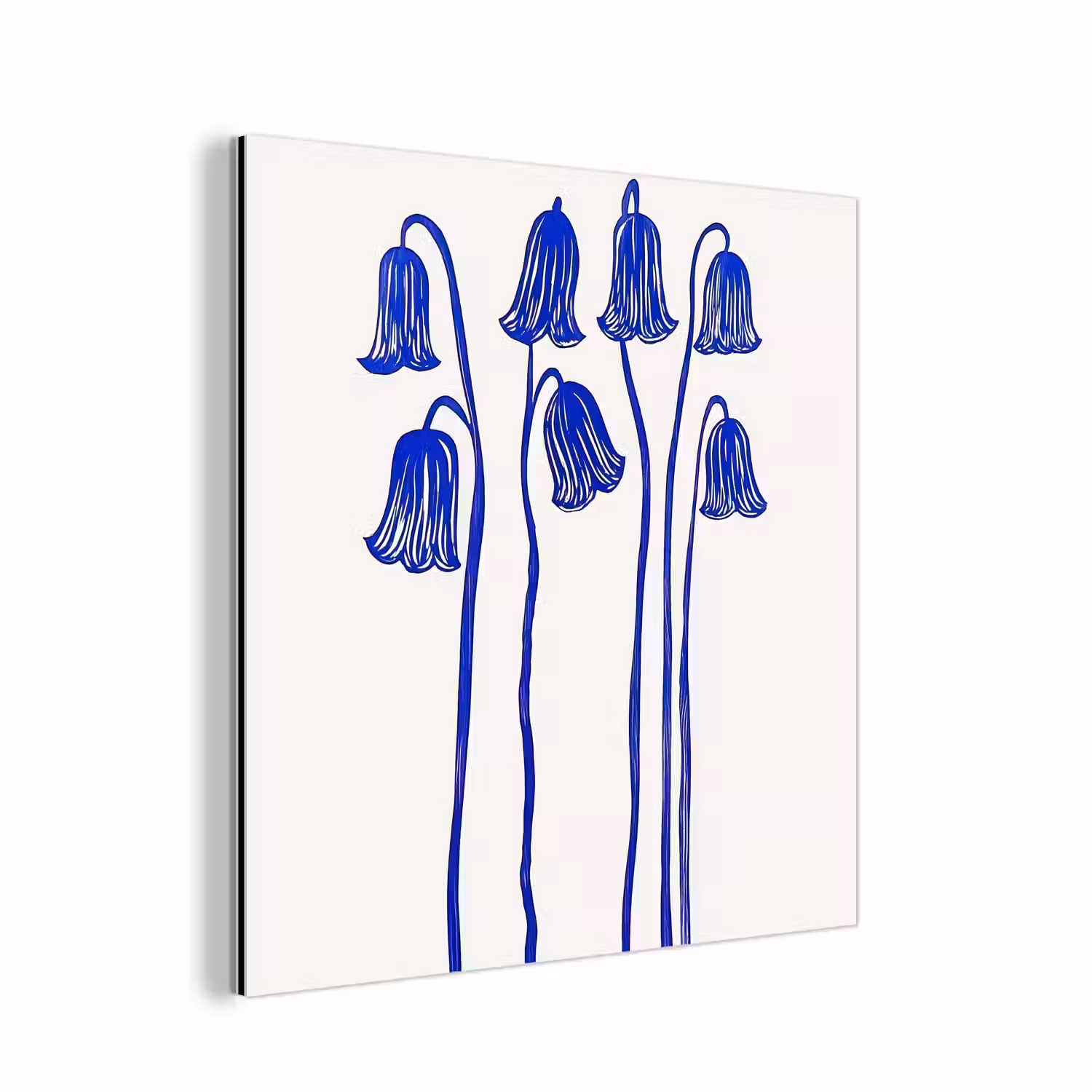 Bloemen - Blauw - Lijnen - Bloemblaadjes aluminium wit klein -3d
