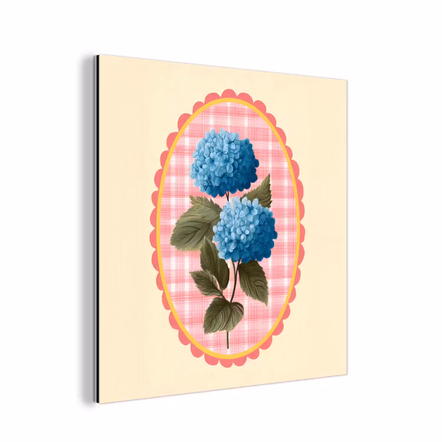 Bloemen - Blauw - Lijst - Bladeren aluminium wit klein -3d