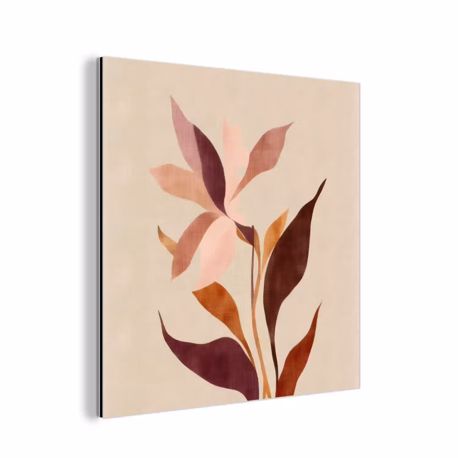Bloemen - Blaadjes - Minimalistisch - Roze aluminium wit klein -3d