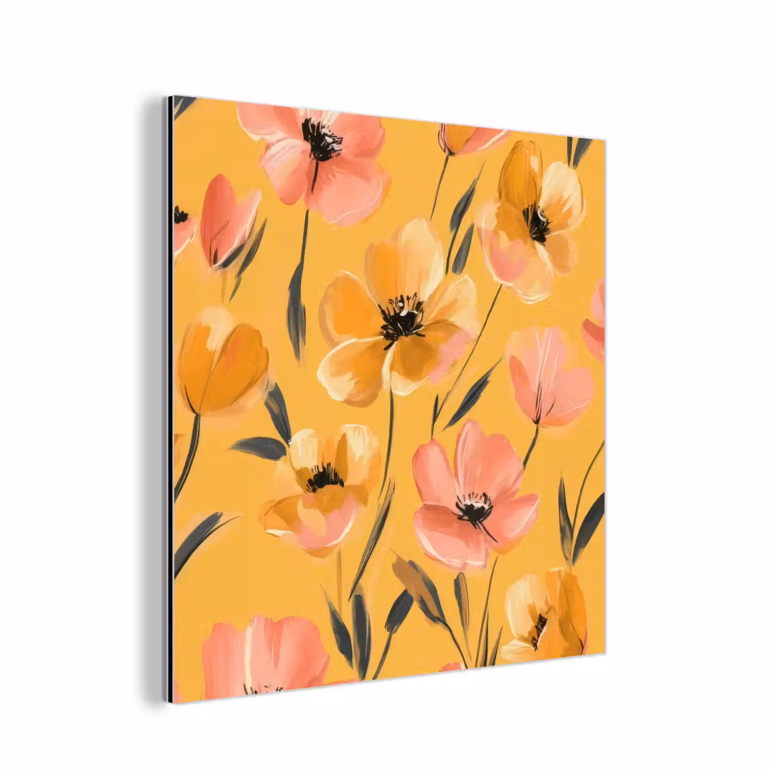 Bloemen - Geschilderd - Geel aluminium wit klein -3d