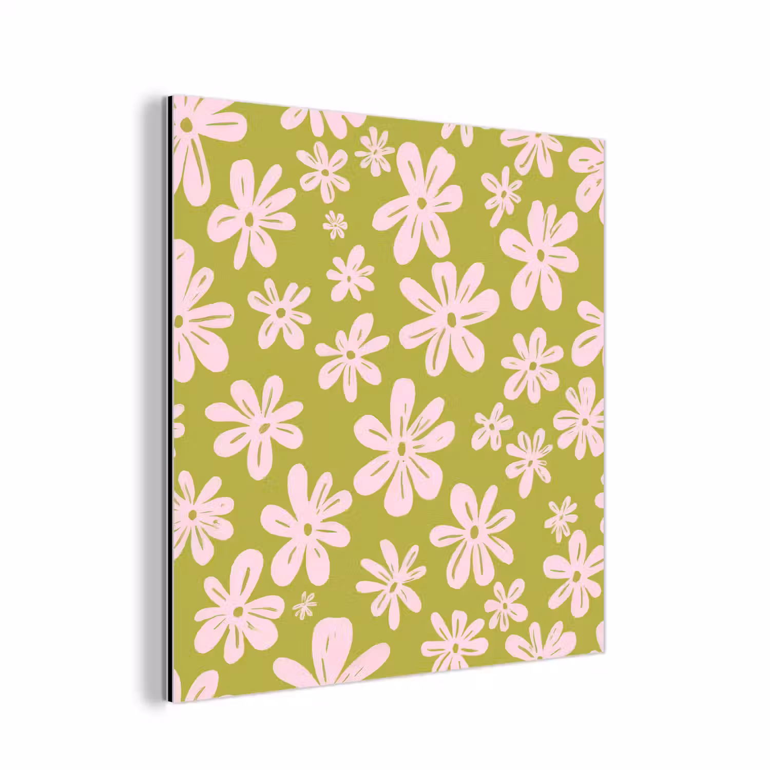 Bloemen - Roze - Getekend - Patroon aluminium wit klein -3d