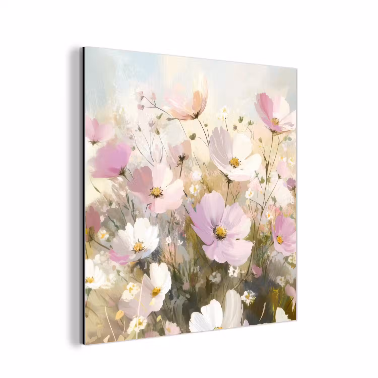 Bloemenveld - Lichte tinten - Geschilderd aluminium wit klein -3d