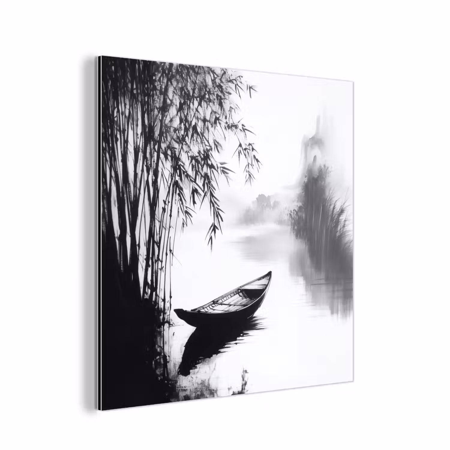 Boot - Rivier - Bamboe - Wit aluminium wit klein -3d
