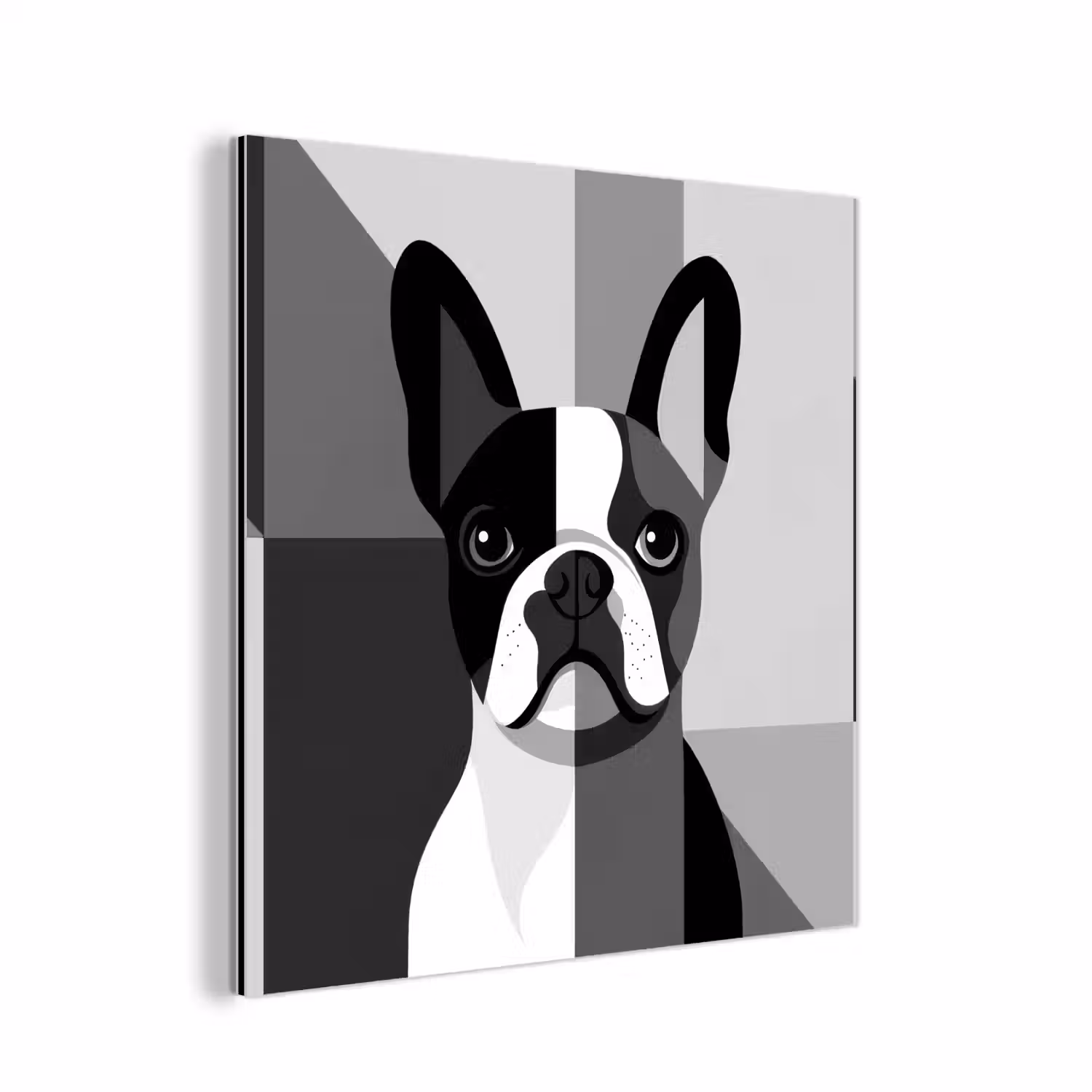 Buldog - Zwart - Abstract - Vlakken aluminium wit klein -3d