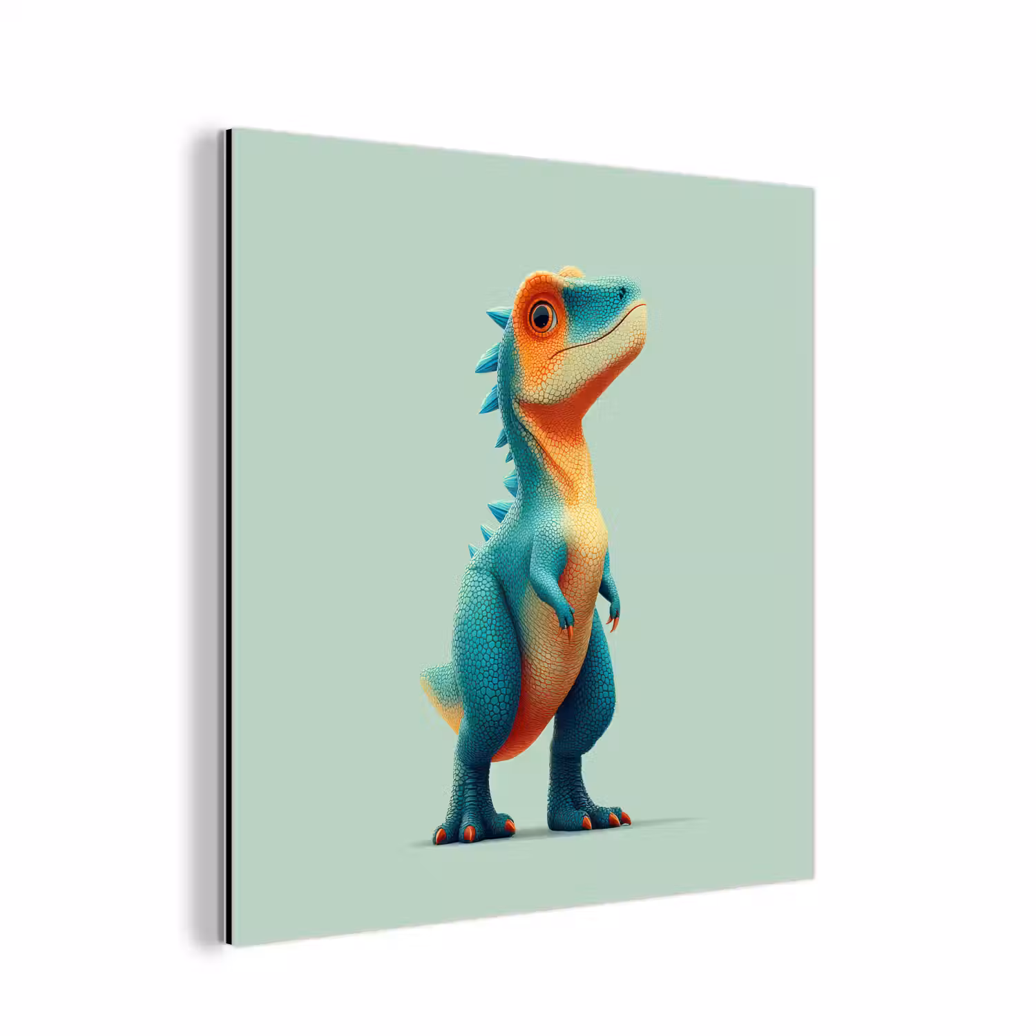 Cartoon - Dino - Oranje - Stekels aluminium wit klein -3d