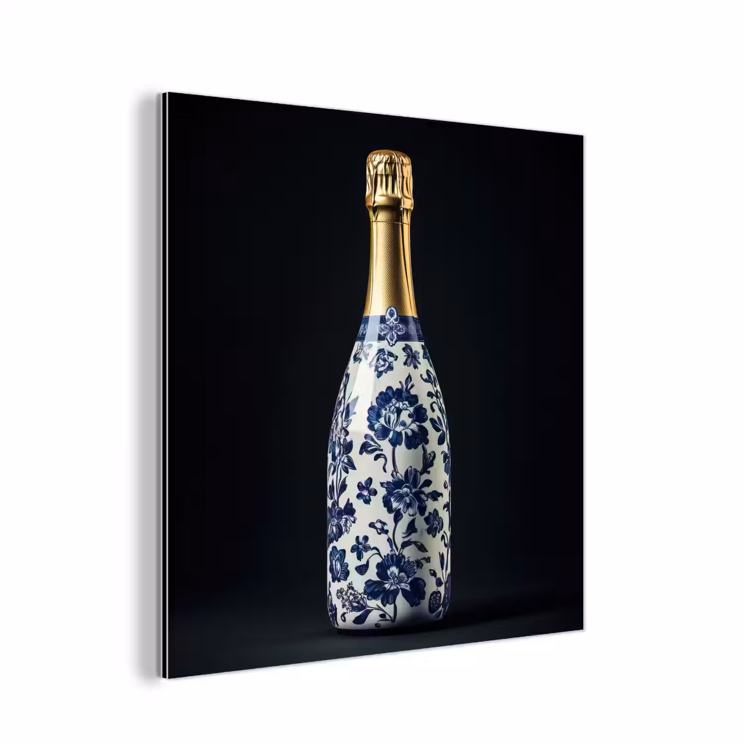 Champagne - Bloemen - Goud - Chique aluminium wit klein -3d