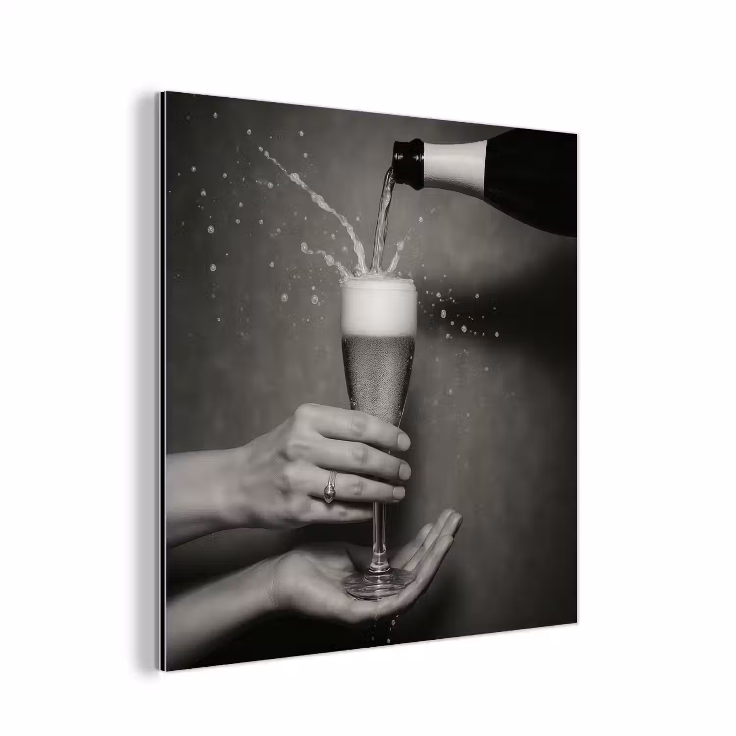 Champagnefles - Glas - Minimalistisch - Spetters aluminium wit klein -3d