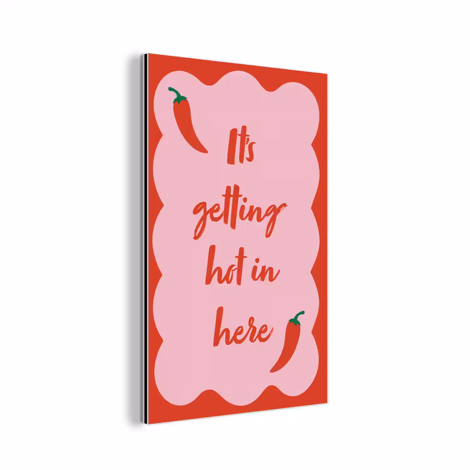 Chilipeper - Red - Hot - Quotes aluminium wit klein -3d