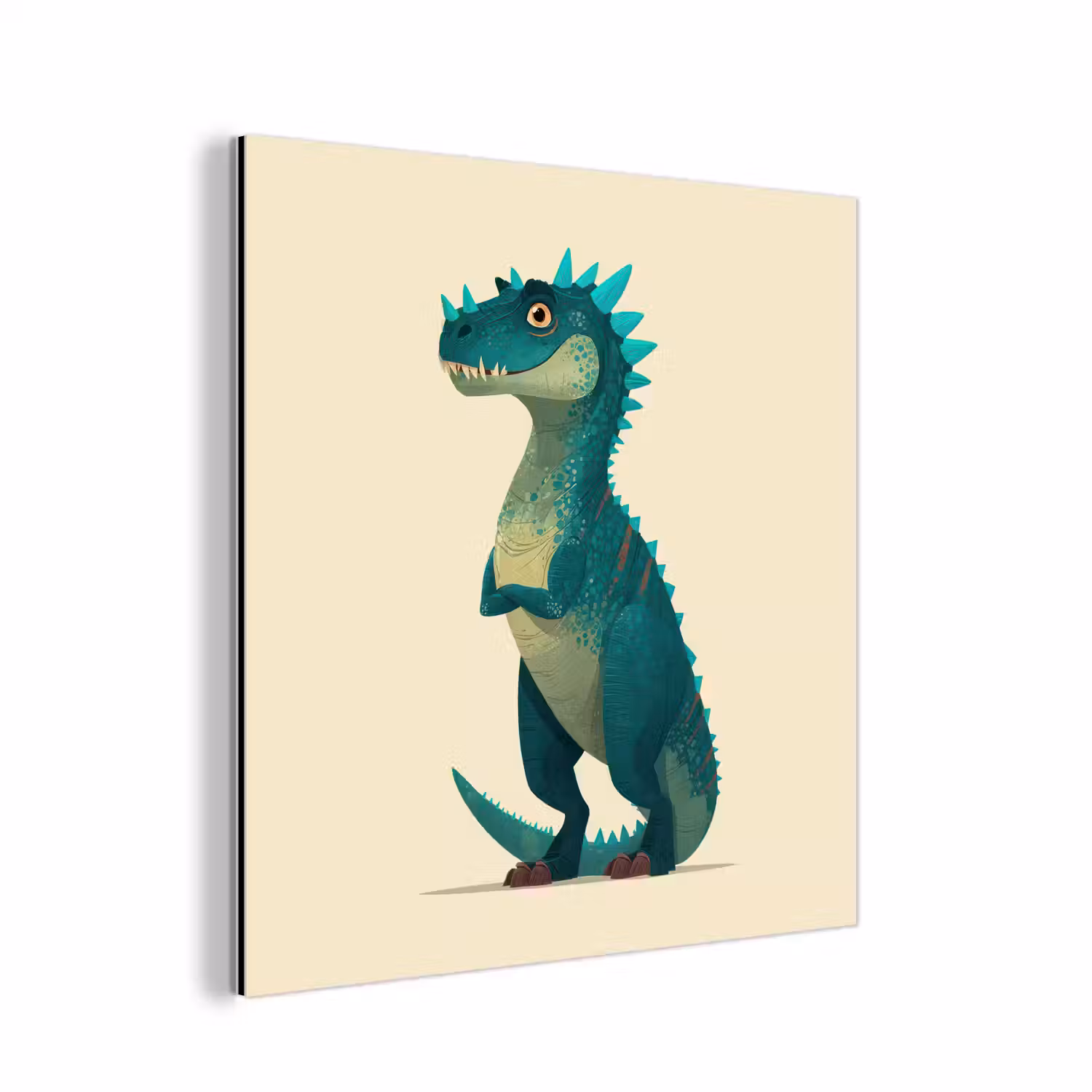 Dinosaurus - Turquoise - Stekels aluminium wit klein -3d