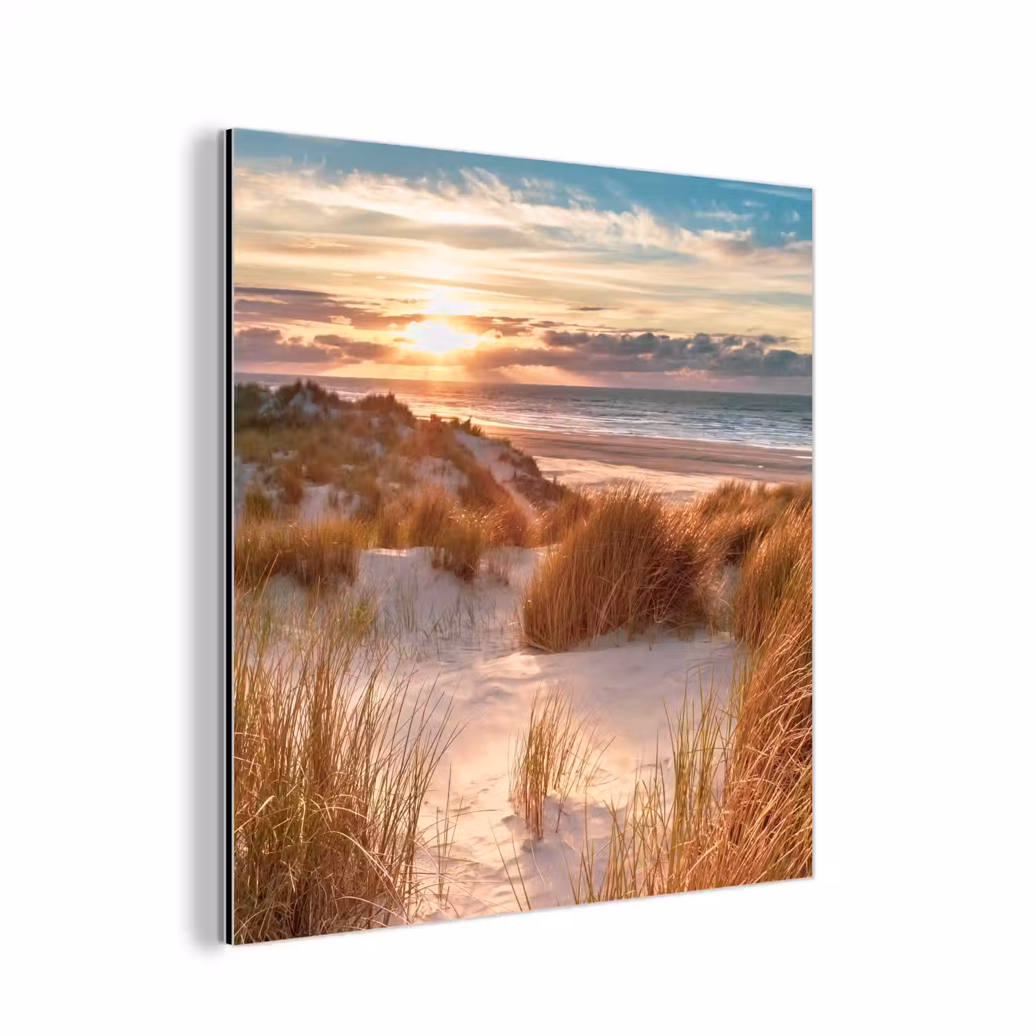 Duin - Planten - Zonsondergang - Strand - Zee aluminium wit klein -3d