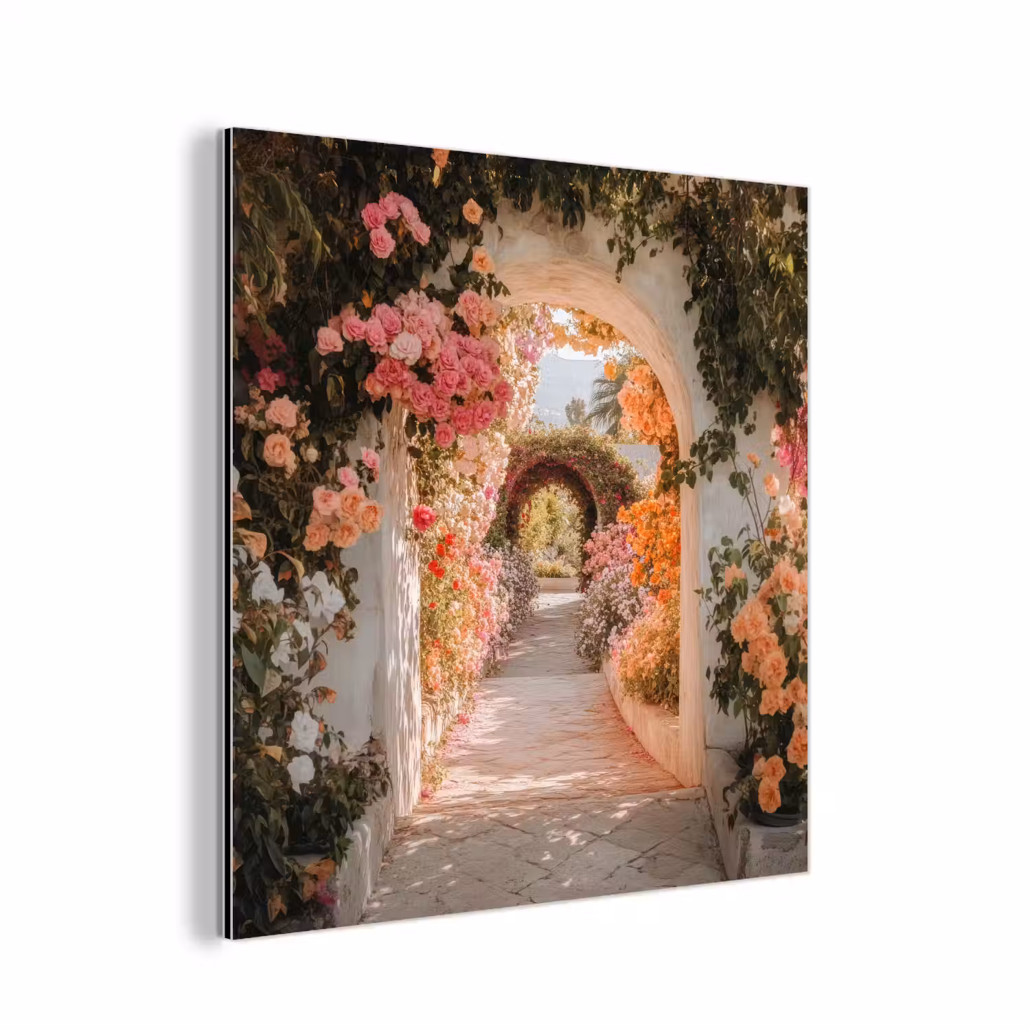 Doorkijk - Boog - Bloemen - Pastel aluminium wit klein -3d