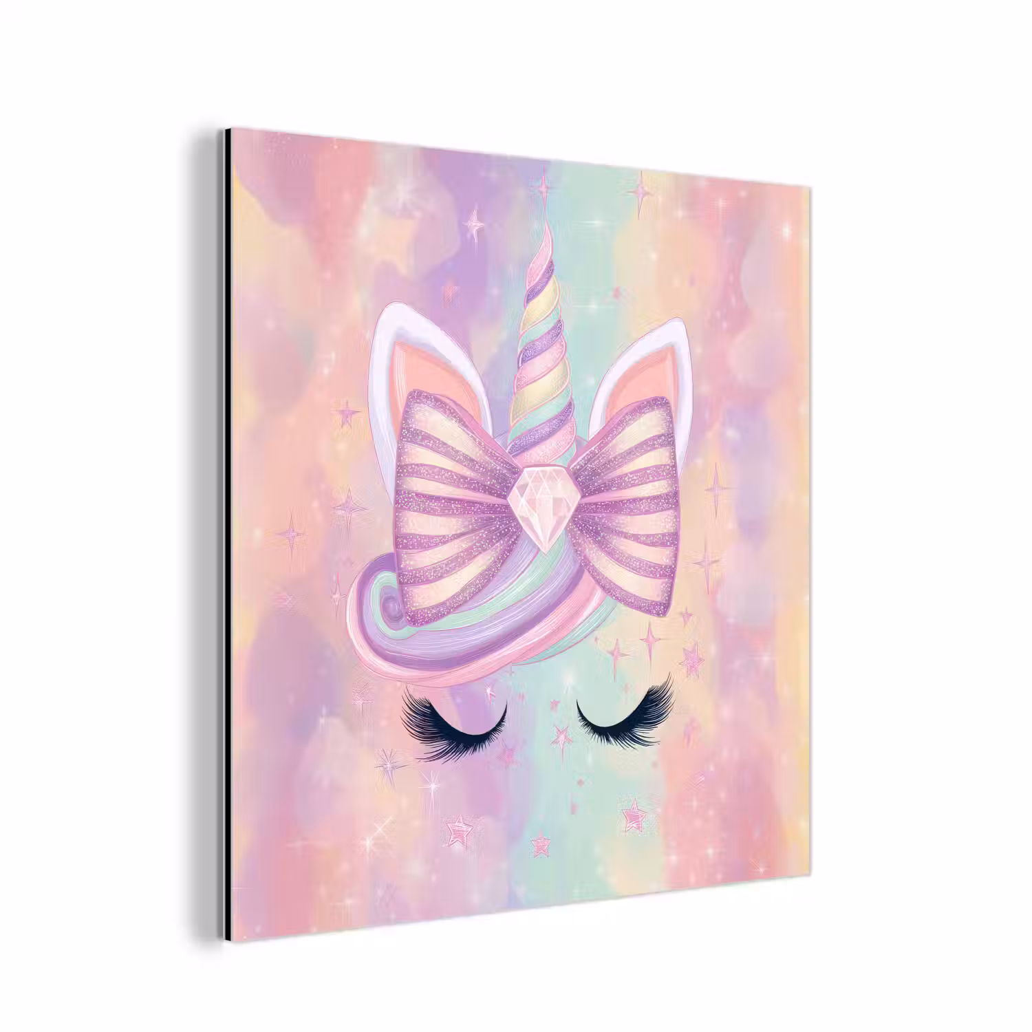 Eenhoorn - Glitters - Regenboog - Pastel aluminium wit klein -3d