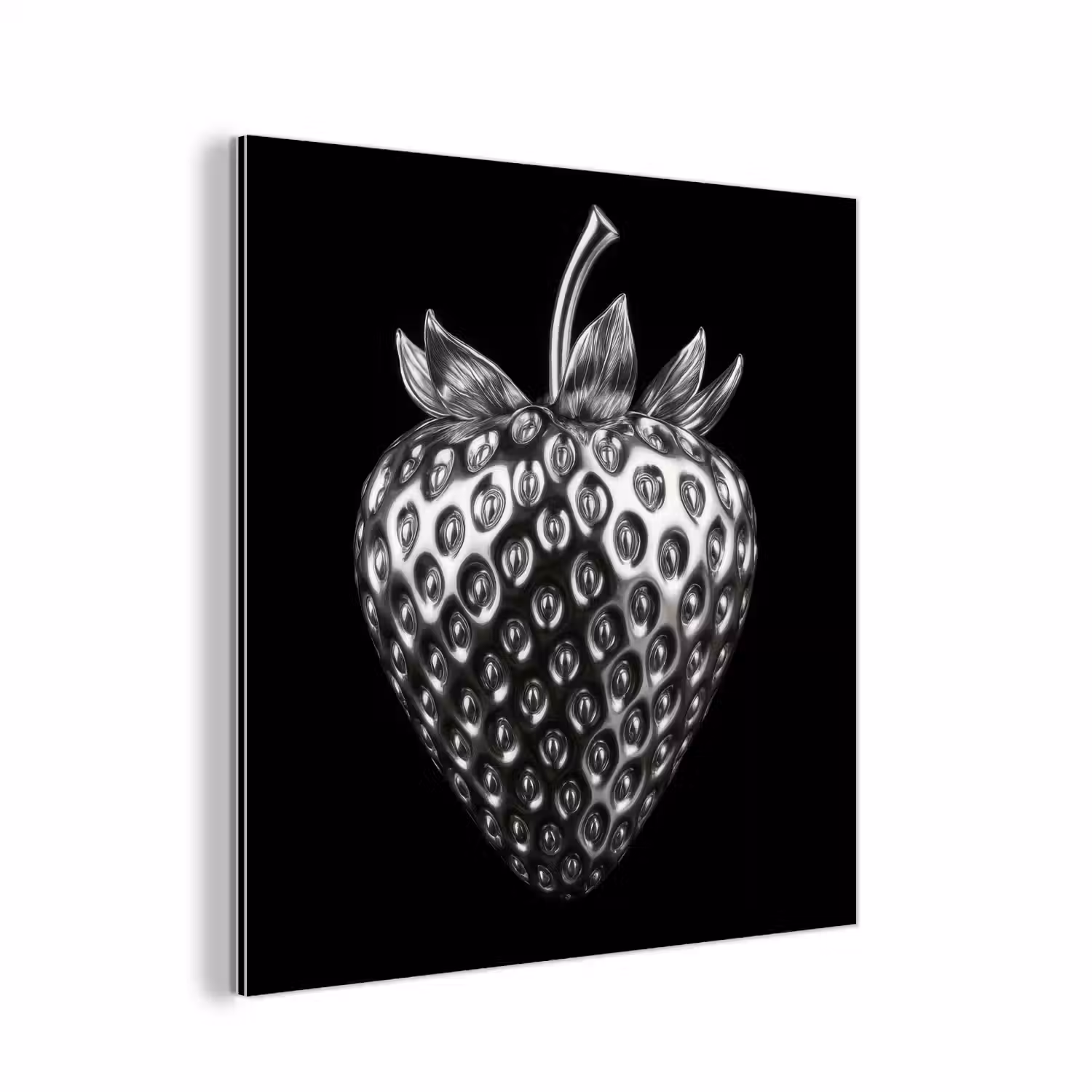 Aardbei - Zaadstructuur - Realistisch aluminium wit klein -3d