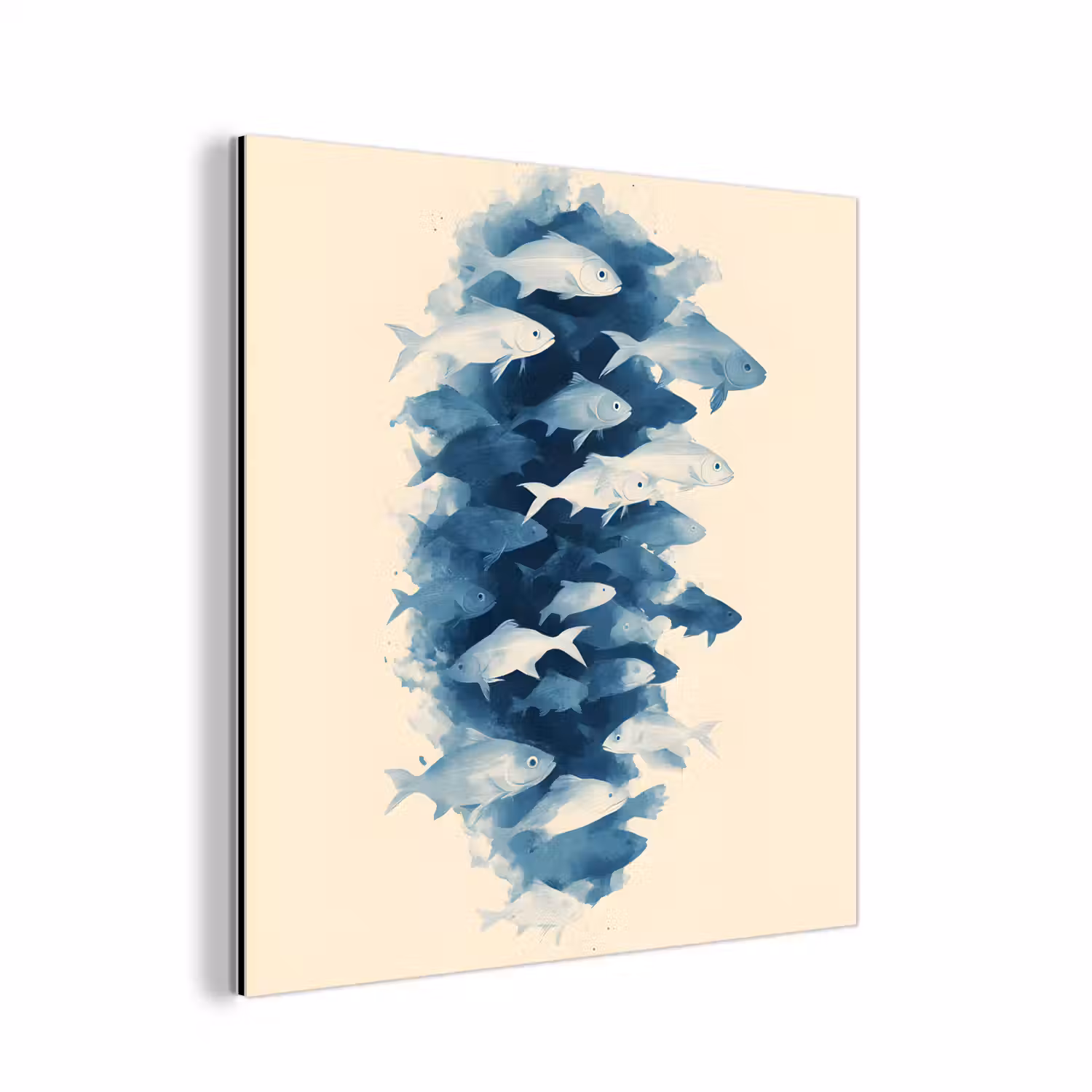 Vissen - Minimalistisch - Blauw aluminium wit klein -3d