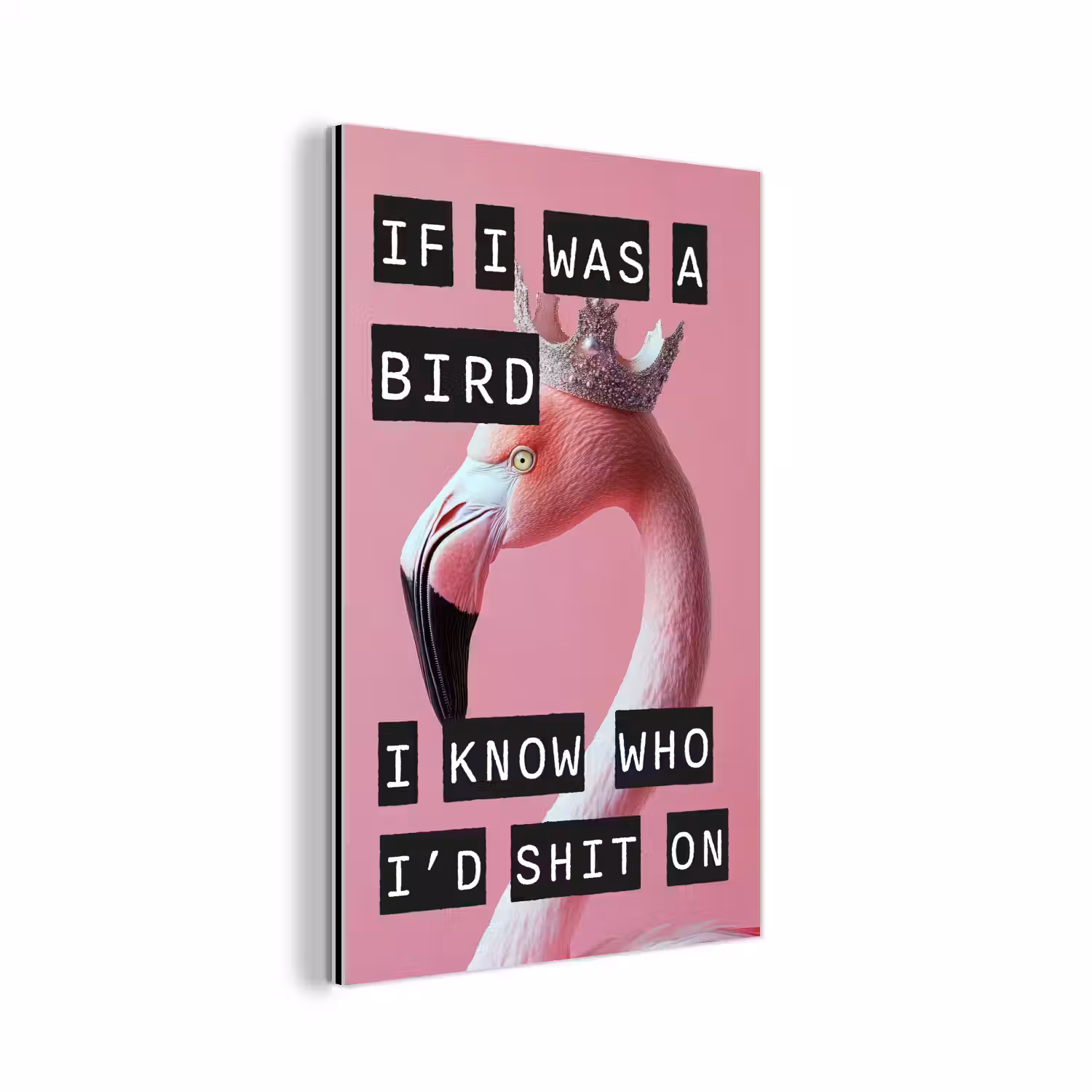 Flamingo - Roze - Vogel - Decoratie aluminium wit klein -3d