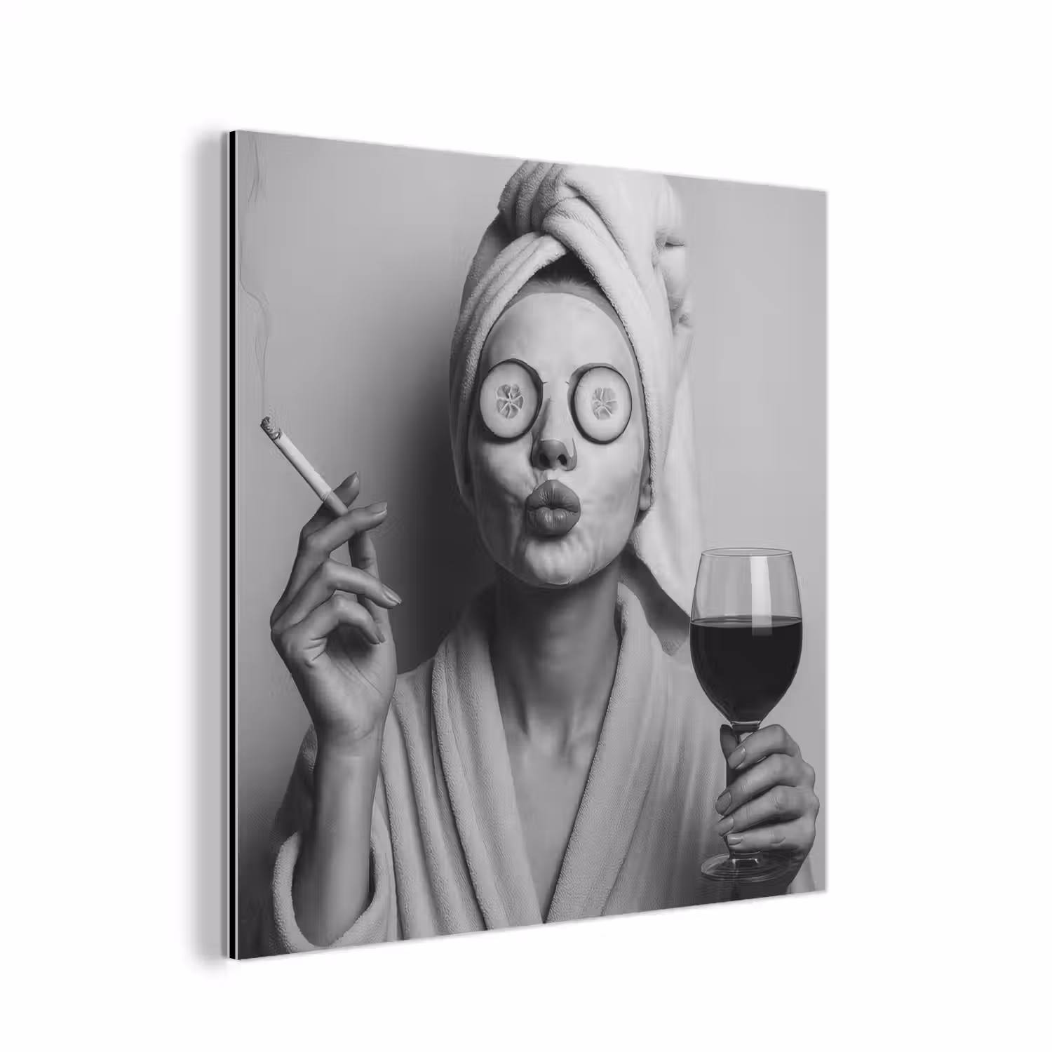 Vrouw - Masker - Wijn - Sigaret aluminium wit klein -3d