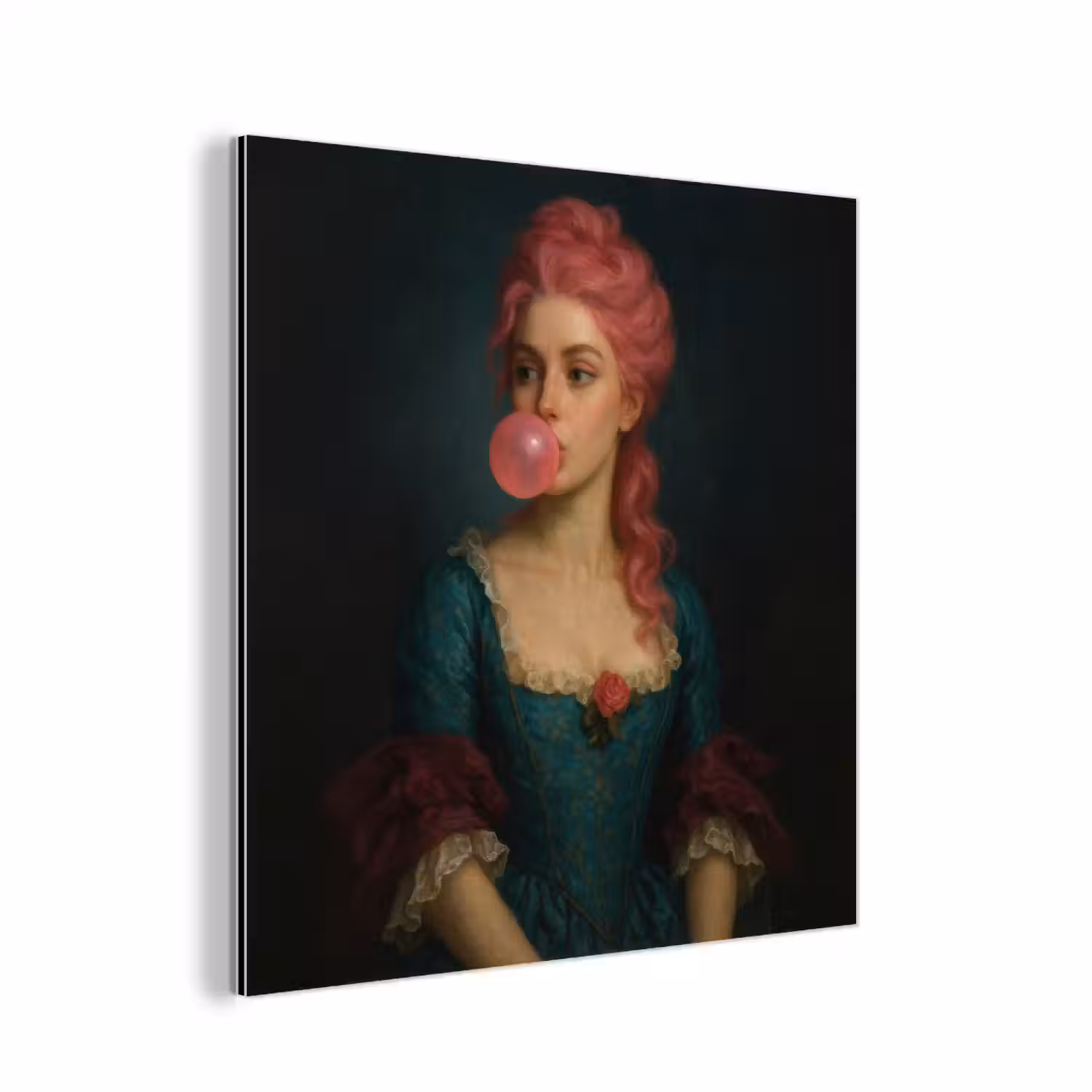 Vrouw - Portret - Kauwgombel aluminium wit klein -3d