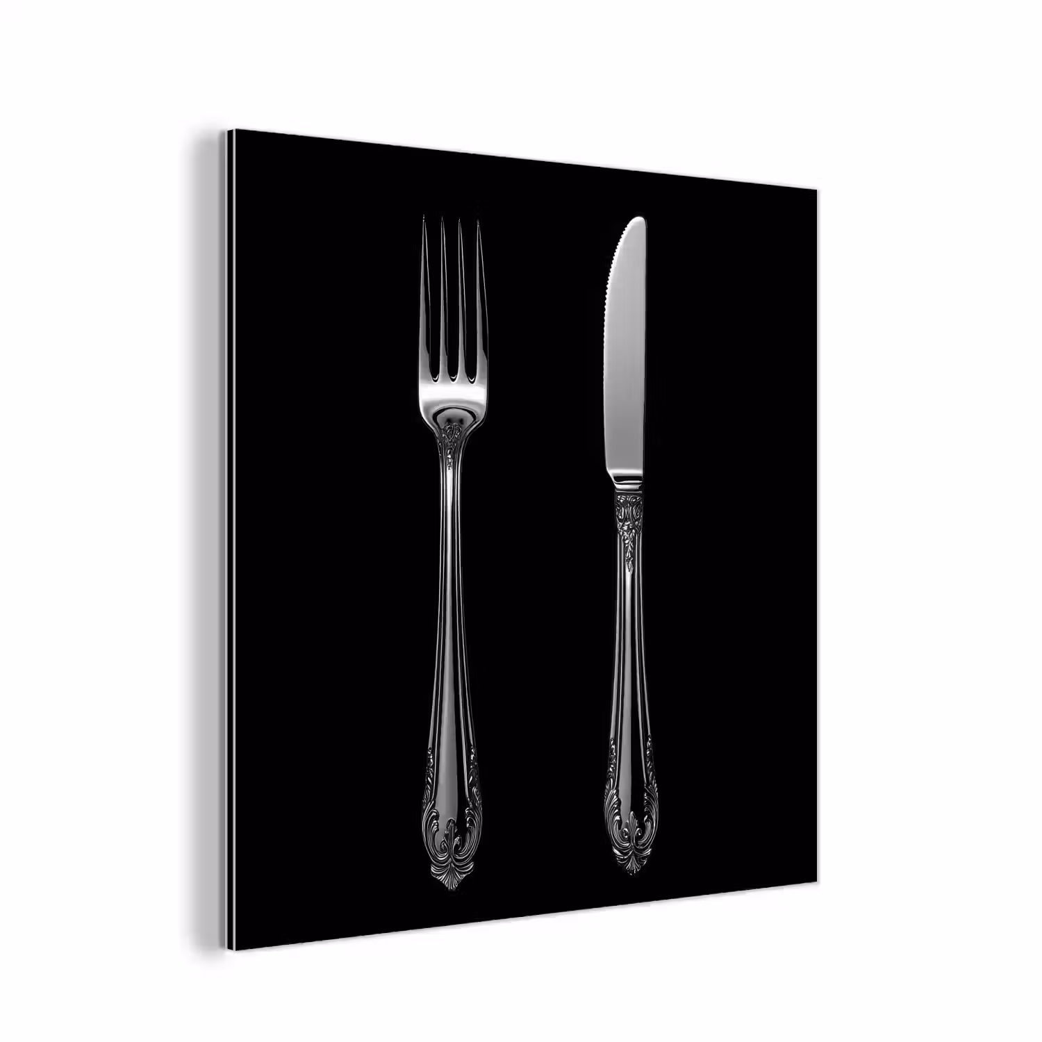 Vork - Mes - Zilver aluminium wit klein -3d