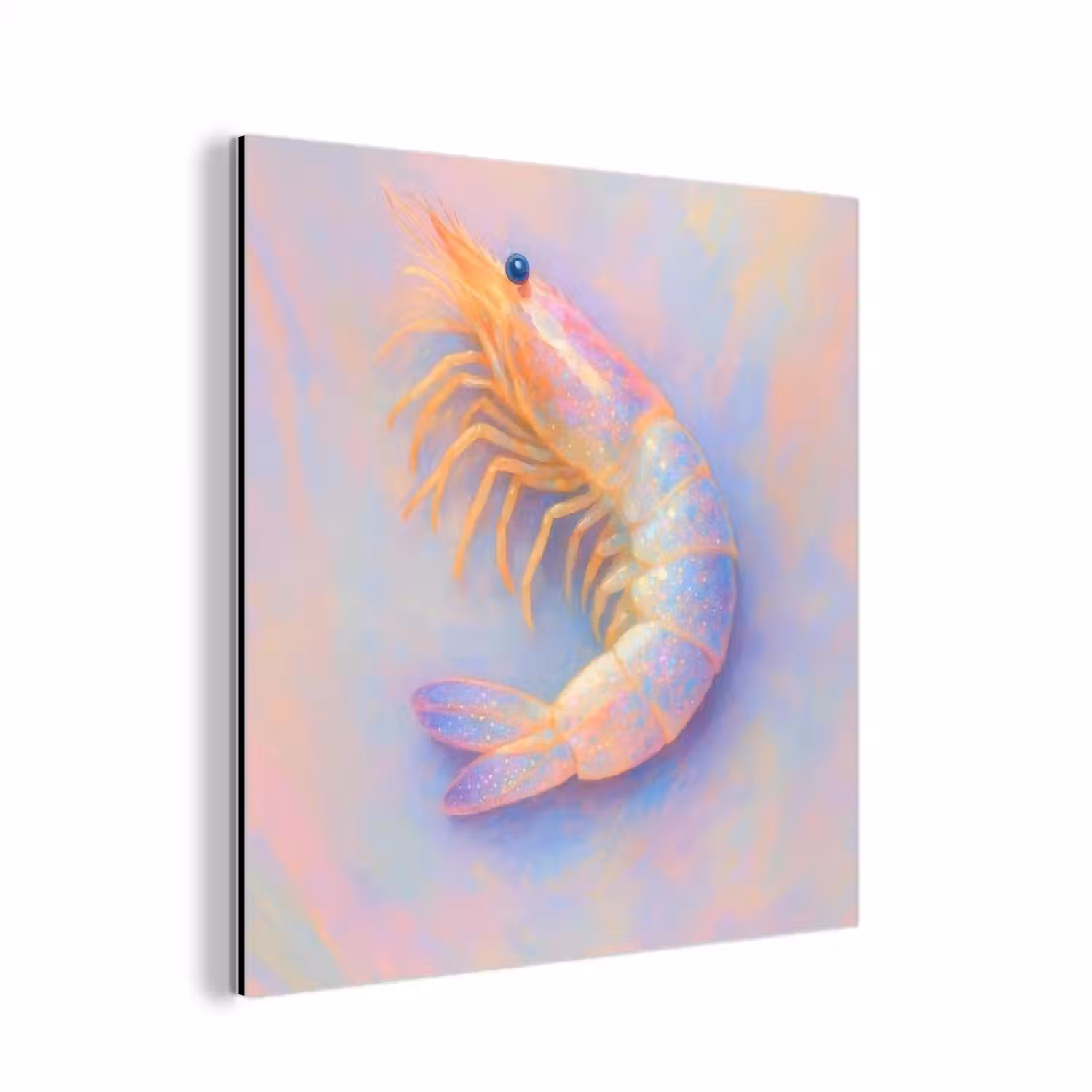 Garnaal - Subtiele structuur - Blauw - Roze aluminium wit klein -3d