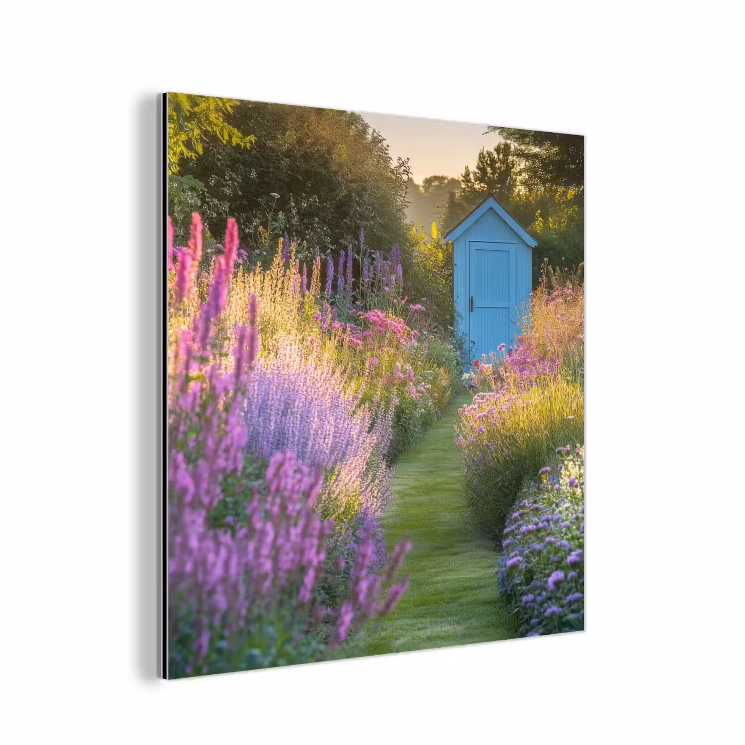 Tuinhuisje - Blauw - Bloemen aluminium wit klein -3d