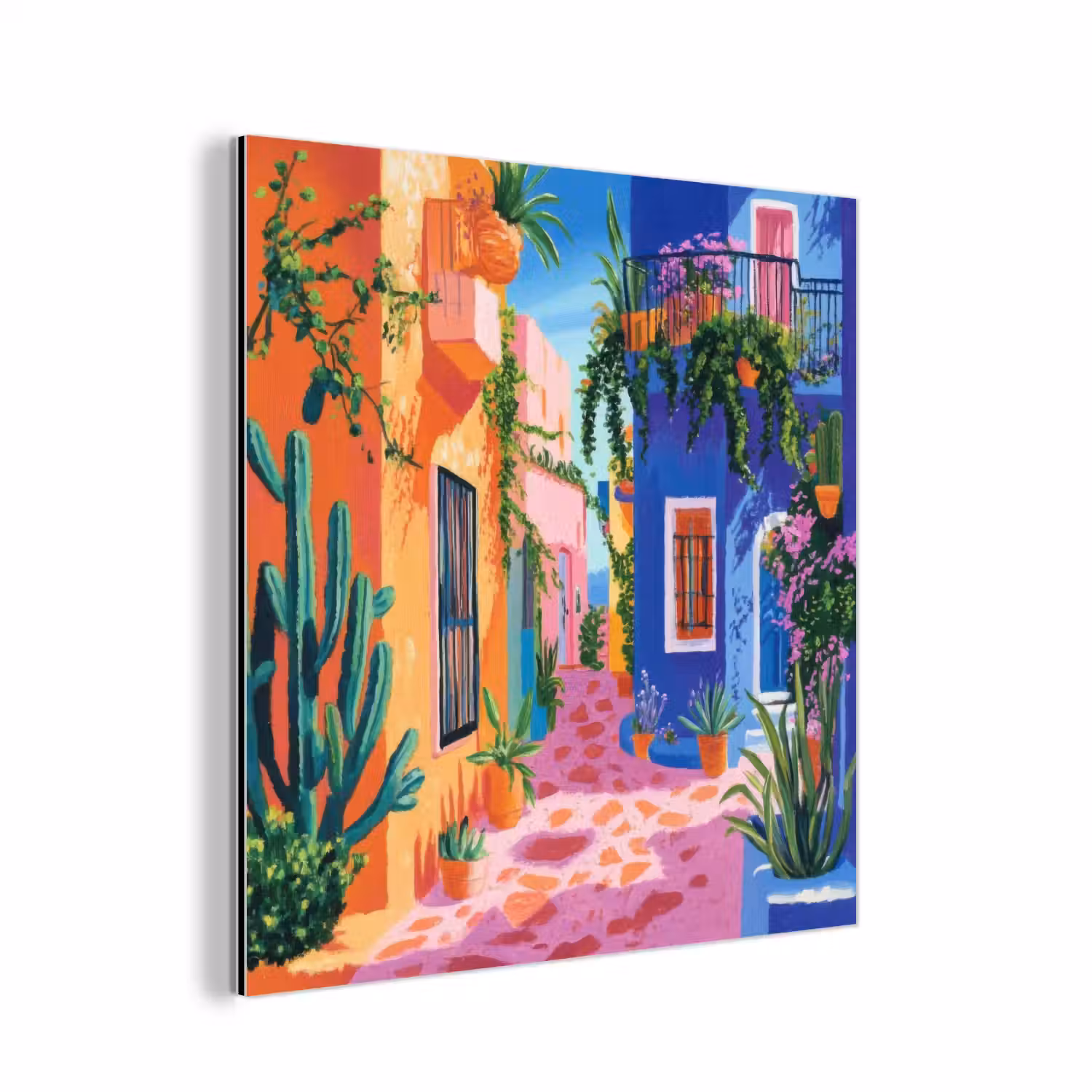 Geel - Blauw - Oranje - Huis aluminium wit klein -3d