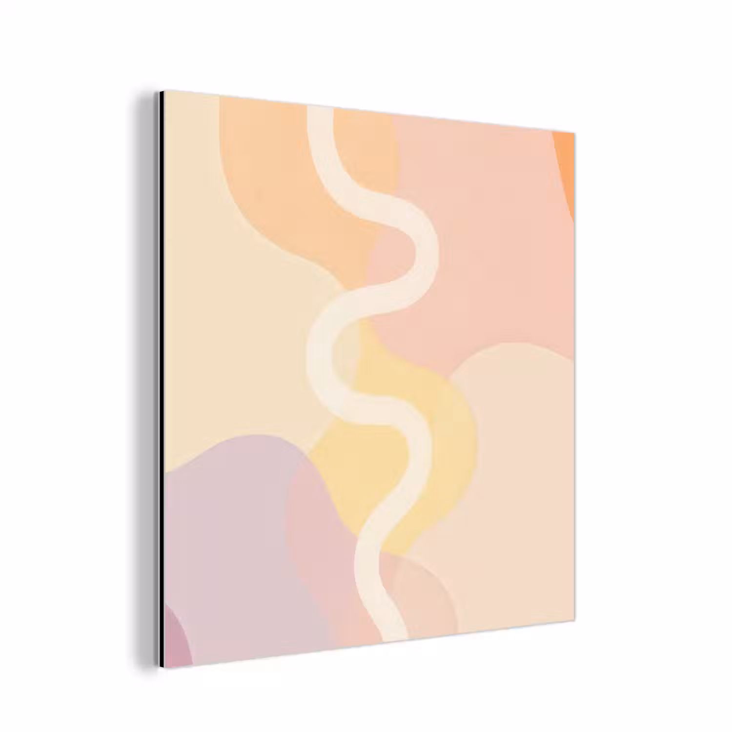 Golvende vormen - Abstract - pastel aluminium wit klein -3d