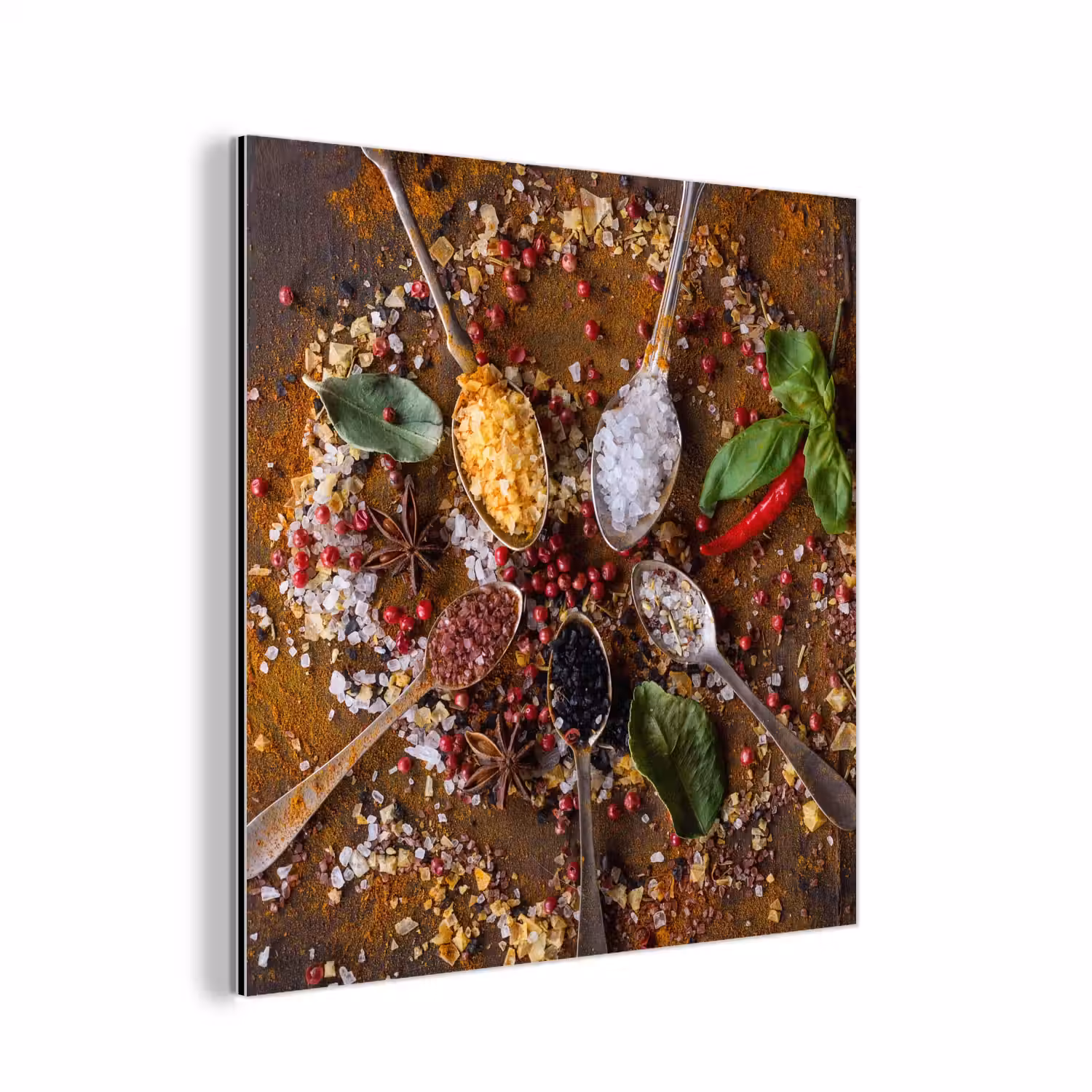 Specerijen - Kruiden - Lepels - Zout - Bruin - Keuken aluminium wit klein -3d