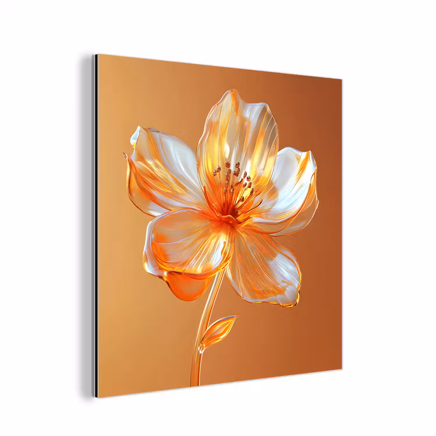 Glazen - Bloem - Oranje aluminium wit klein -3d