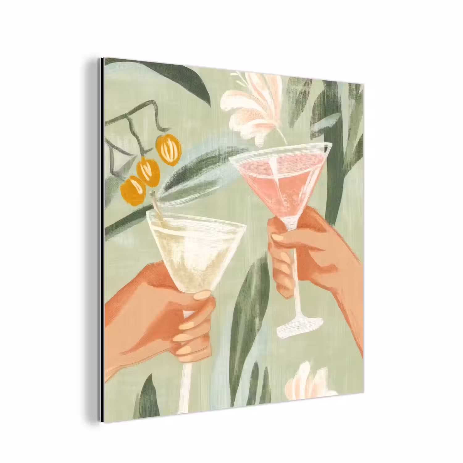 Glazen - Proosten - Bladeren - Groen aluminium wit klein -3d