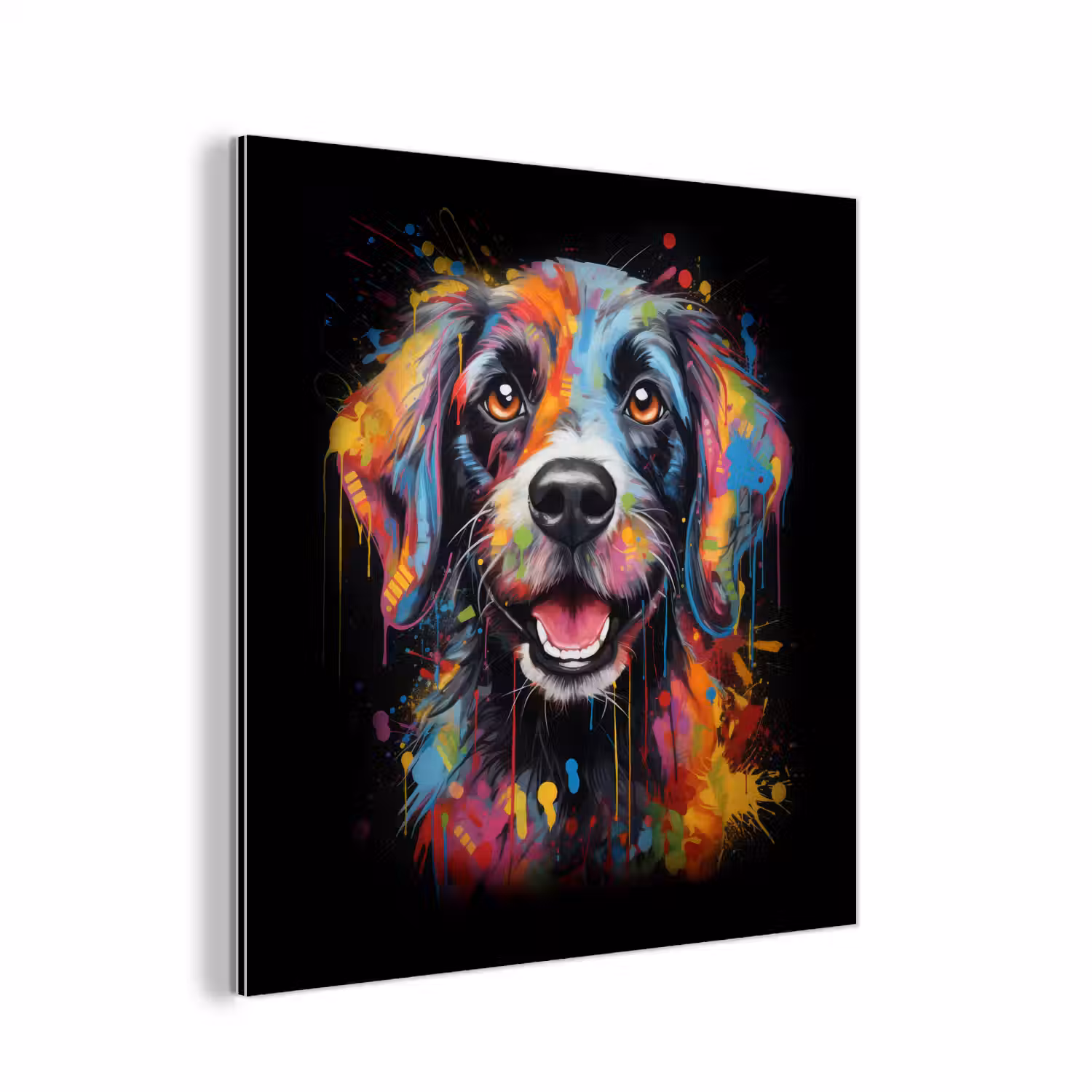 Graffiti - Hond - Zwart - Kleuren aluminium wit klein -3d