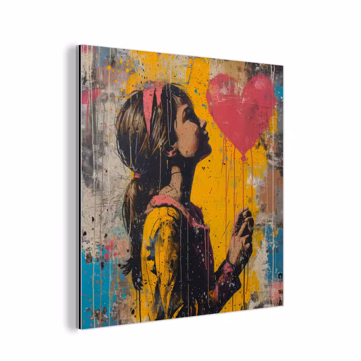 Graffiti - Meisje - Ballon - Street art aluminium wit klein -3d
