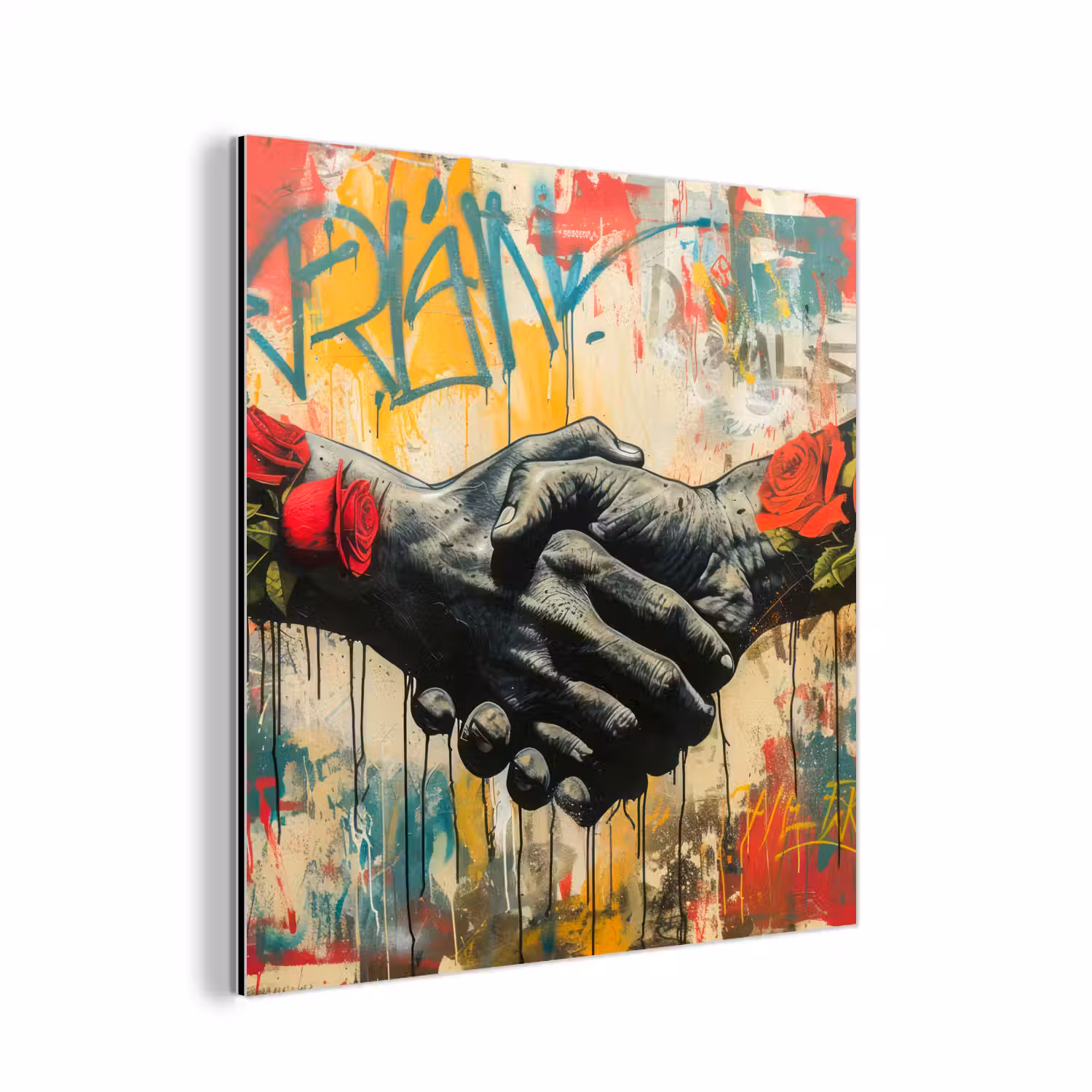 Graffiti - Rozen - Handen - Street art - Banksy aluminium wit klein -3d