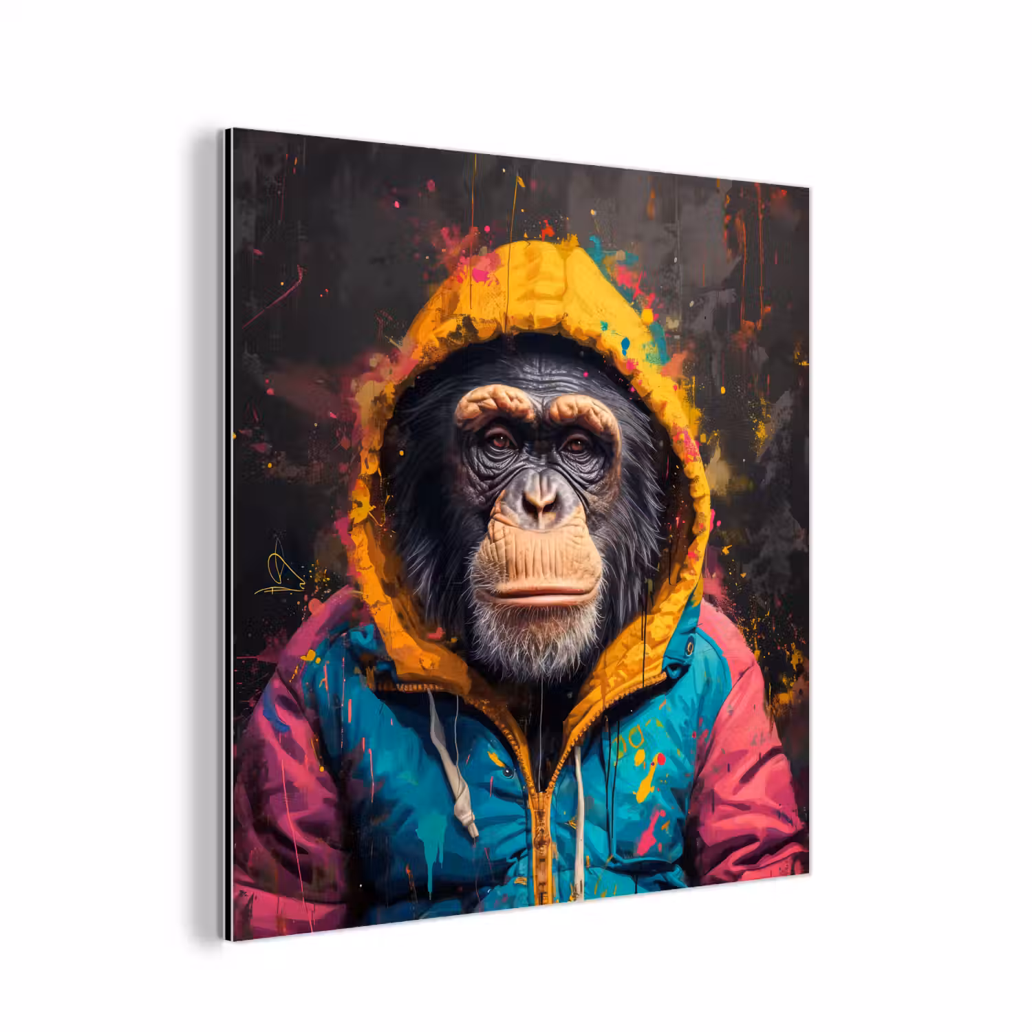 Graffiti - Chimpansee - Jas - Aap - Verf aluminium wit klein -3d